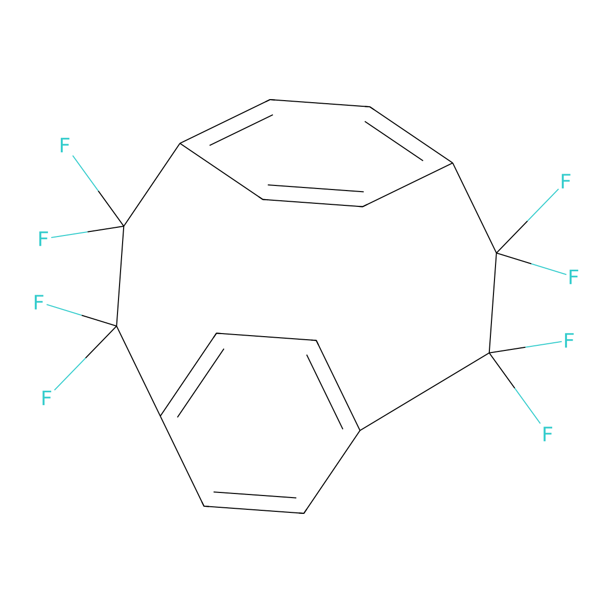 Tricyclo(8.2.2.24,7)hexadeca-4,6,10,12,13,15-hexaene, 2,2,3,3,8,8,9,9,-octafluoro- molecular structure, CAS 3345-29-7