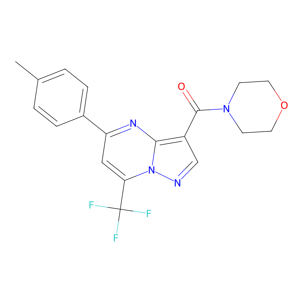 [5-(4-Methylphenyl)-7-(trifluoromethyl)pyrazolo[1,5-a]pyrimidin-3-yl](morpholin-4-yl)methanone molecular structure, CAS 334500-11-7