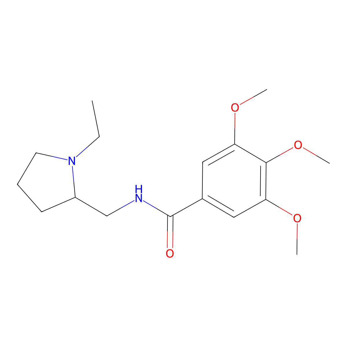 N-[(1-ethyl-2-pyrrolidinyl)methyl]-3,4,5-trimethoxybenzamide molecular structure, CAS 334500-88-8