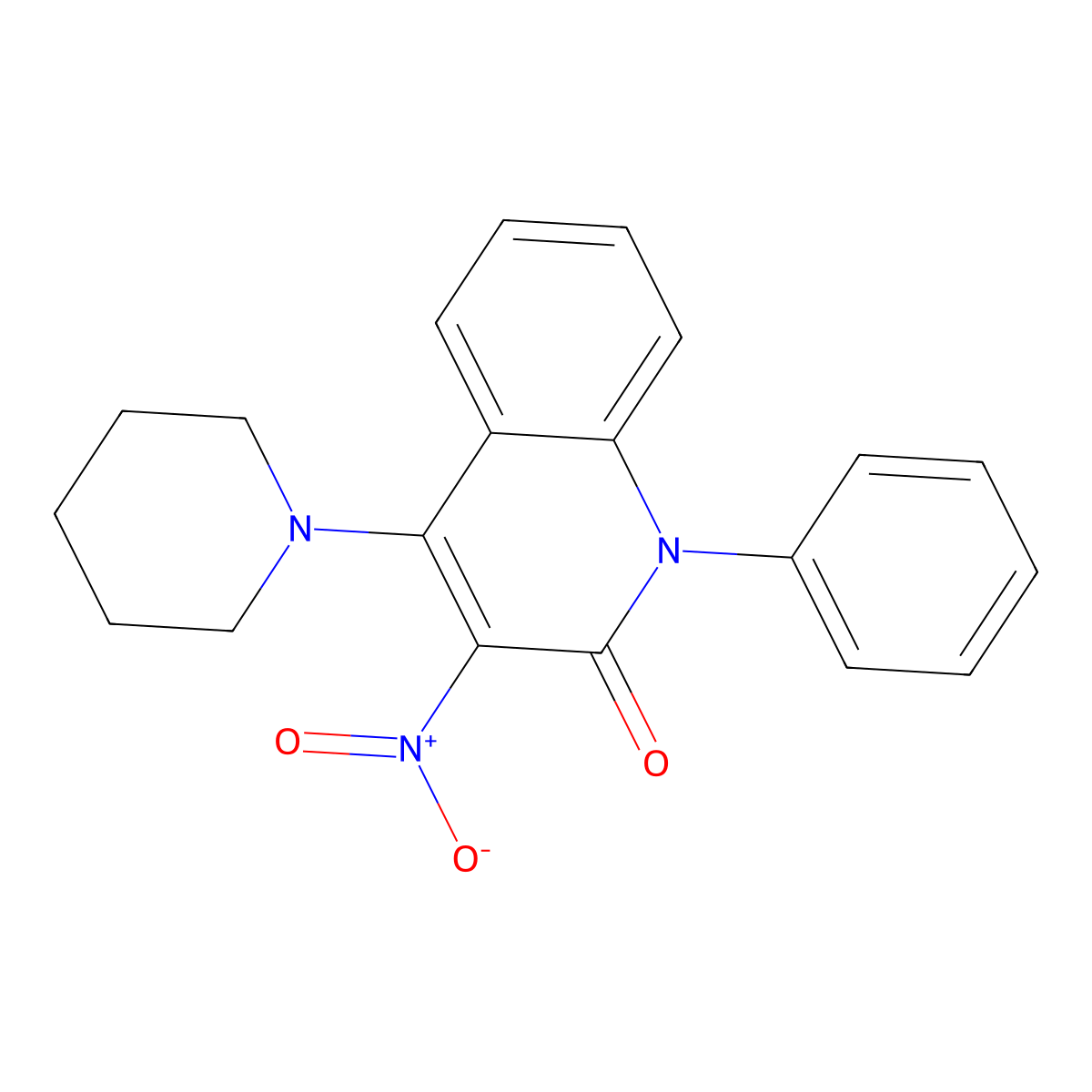 3-nitro-1-phenyl-4-(piperidin-1-yl)quinolin-2(1H)-one molecular structure, CAS 334501-09-6