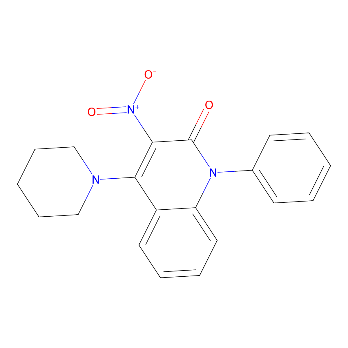 3-nitro-1-phenyl-4-(piperidin-1-yl)quinolin-2(1H)-one molecular structure, CAS 334501-09-6