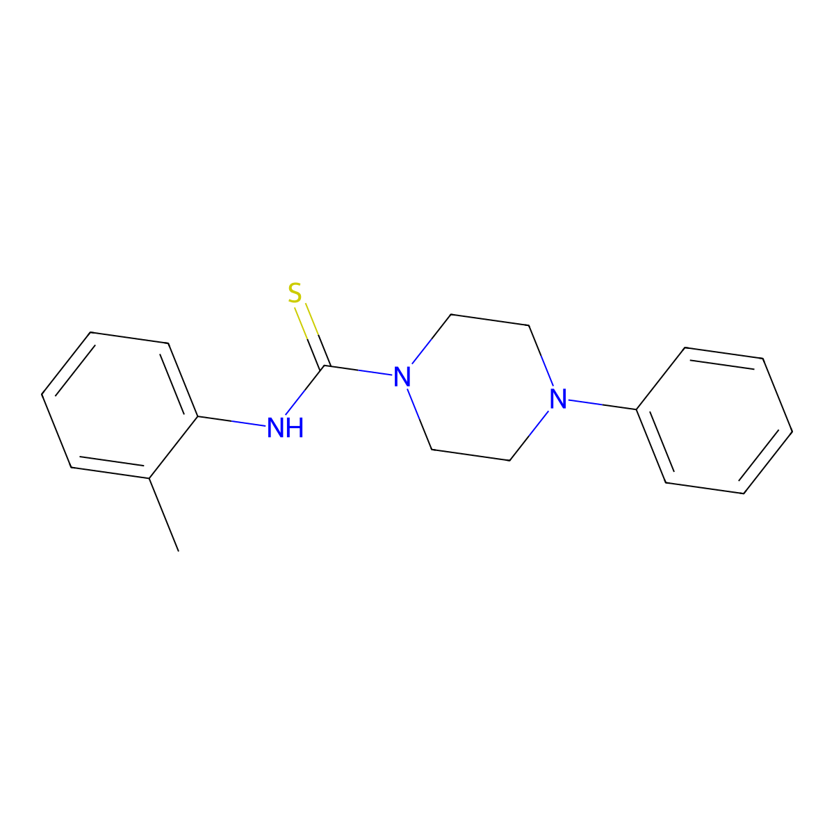 N-(2-methylphenyl)-4-phenylpiperazine-1-carbothioamide molecular structure, CAS 334501-20-1