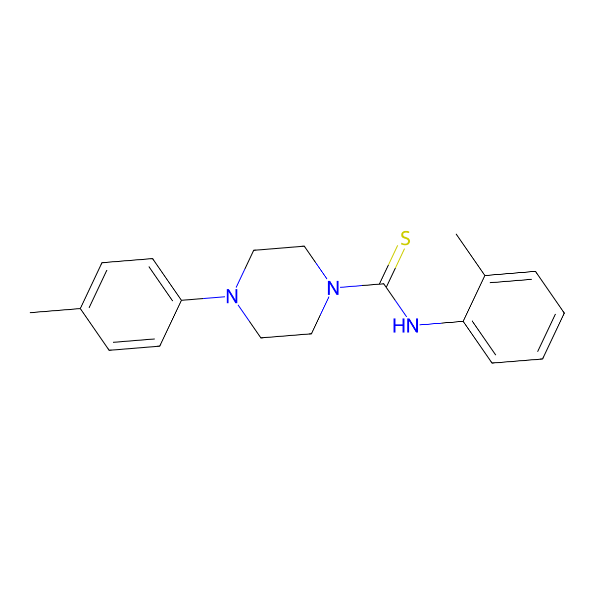 N-(o-tolyl)-4-(p-tolyl)piperazine-1-carbothioamide molecular structure, CAS 334501-22-3