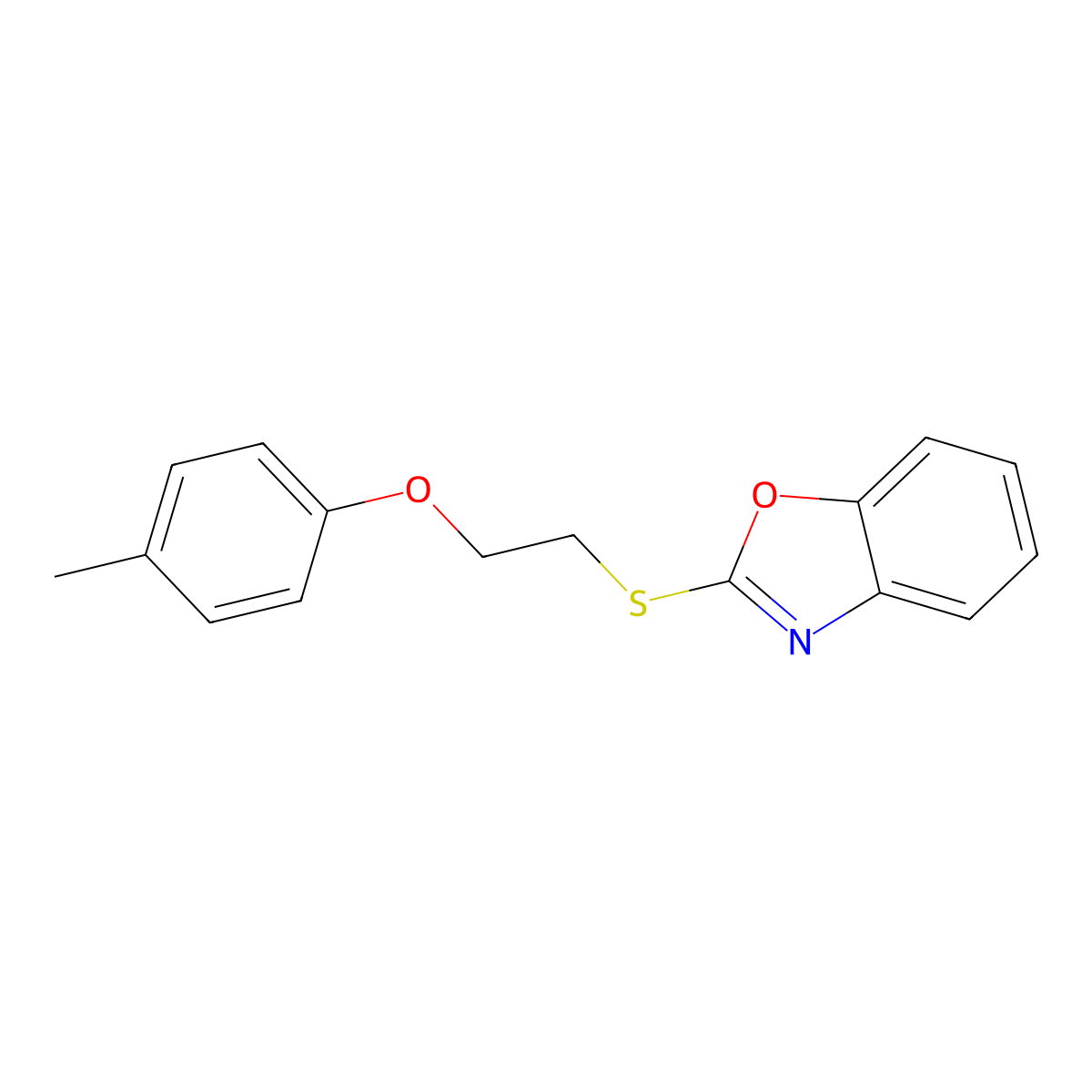 2-{[2-(4-Methylphenoxy)ethyl]sulfanyl}-1,3-benzoxazole molecular structure, CAS 334501-87-0