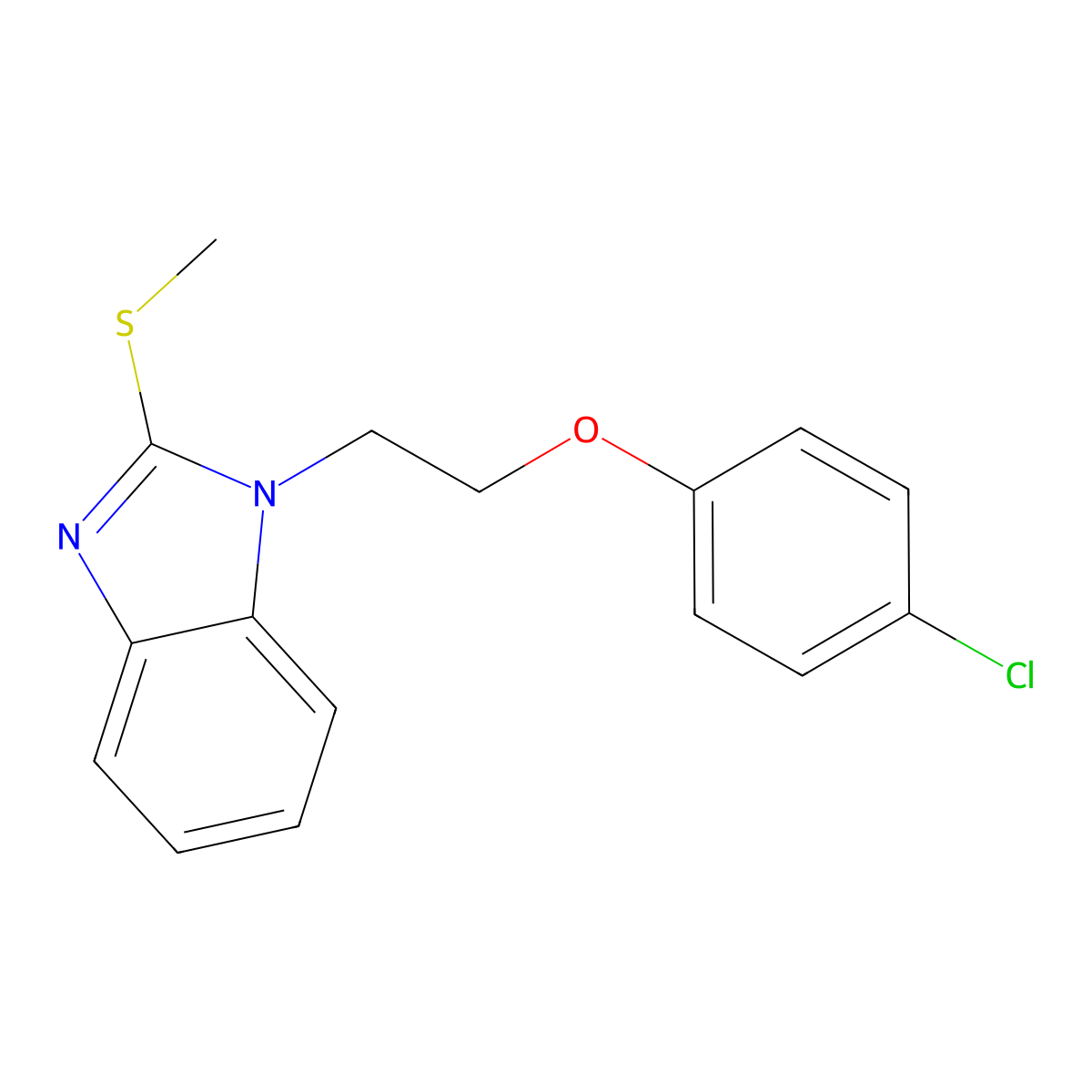 1-[2-(4-Chlorophenoxy)ethyl]-2-methylsulfanylbenzimidazole molecular structure, CAS 334501-90-5