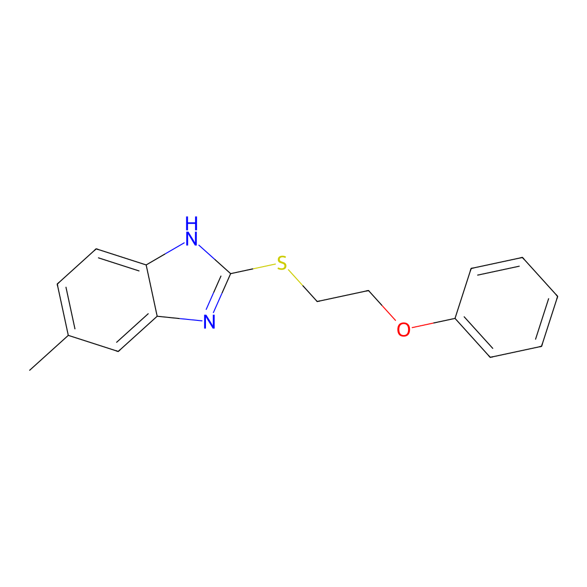 Benzimidazole, 6-methyl-2-(2-phenoxyethylthio)- molecular structure, CAS 334501-92-7