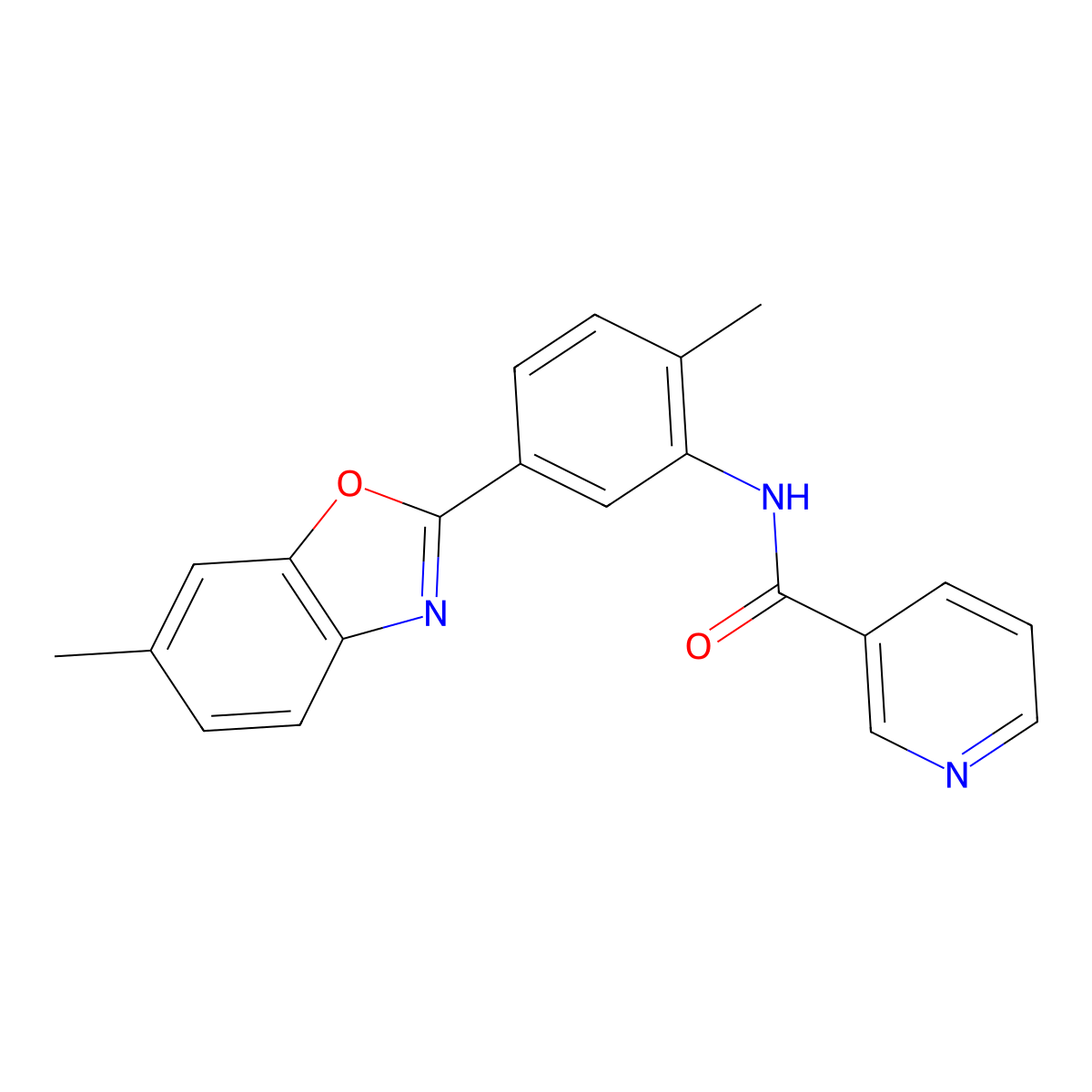 N-[2-methyl-5-(6-methyl-1,3-benzoxazol-2-yl)phenyl]pyridine-3-carboxamide molecular structure, CAS 334502-21-5