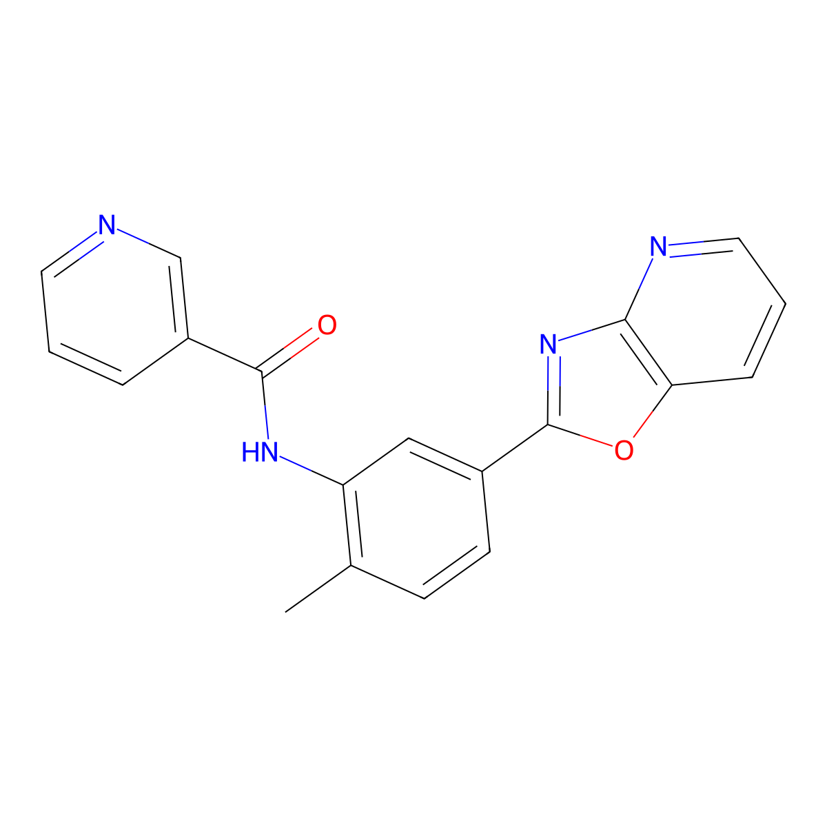 N-(2-Methyl-5-oxazolo[4,5-b]pyridin-2-yl-phenyl)-nicotinamide molecular structure, CAS 334502-33-9