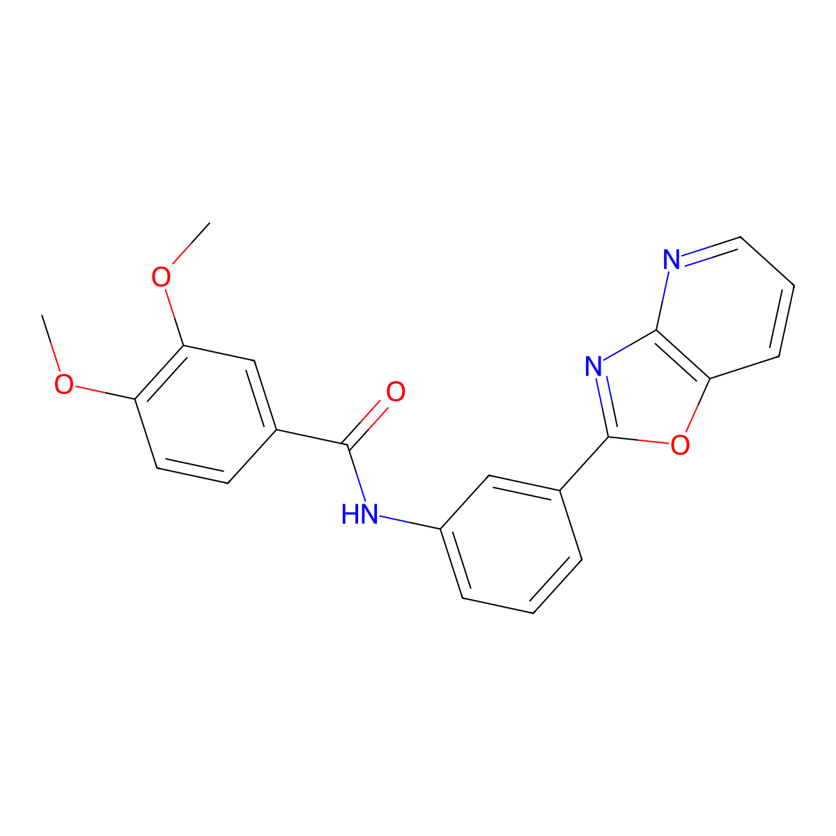 3,4-dimethoxy-N-(3-[1,3]oxazolo[4,5-b]pyridin-2-ylphenyl)benzamide molecular structure, CAS 334502-91-9