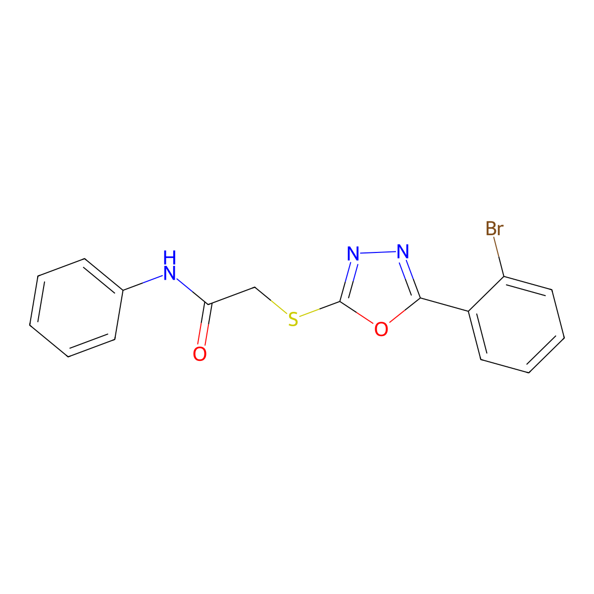 2-((5-(2-Bromophenyl)-1,3,4-oxadiazol-2-yl)thio)-N-phenylacetamide molecular structure, CAS 334503-94-5