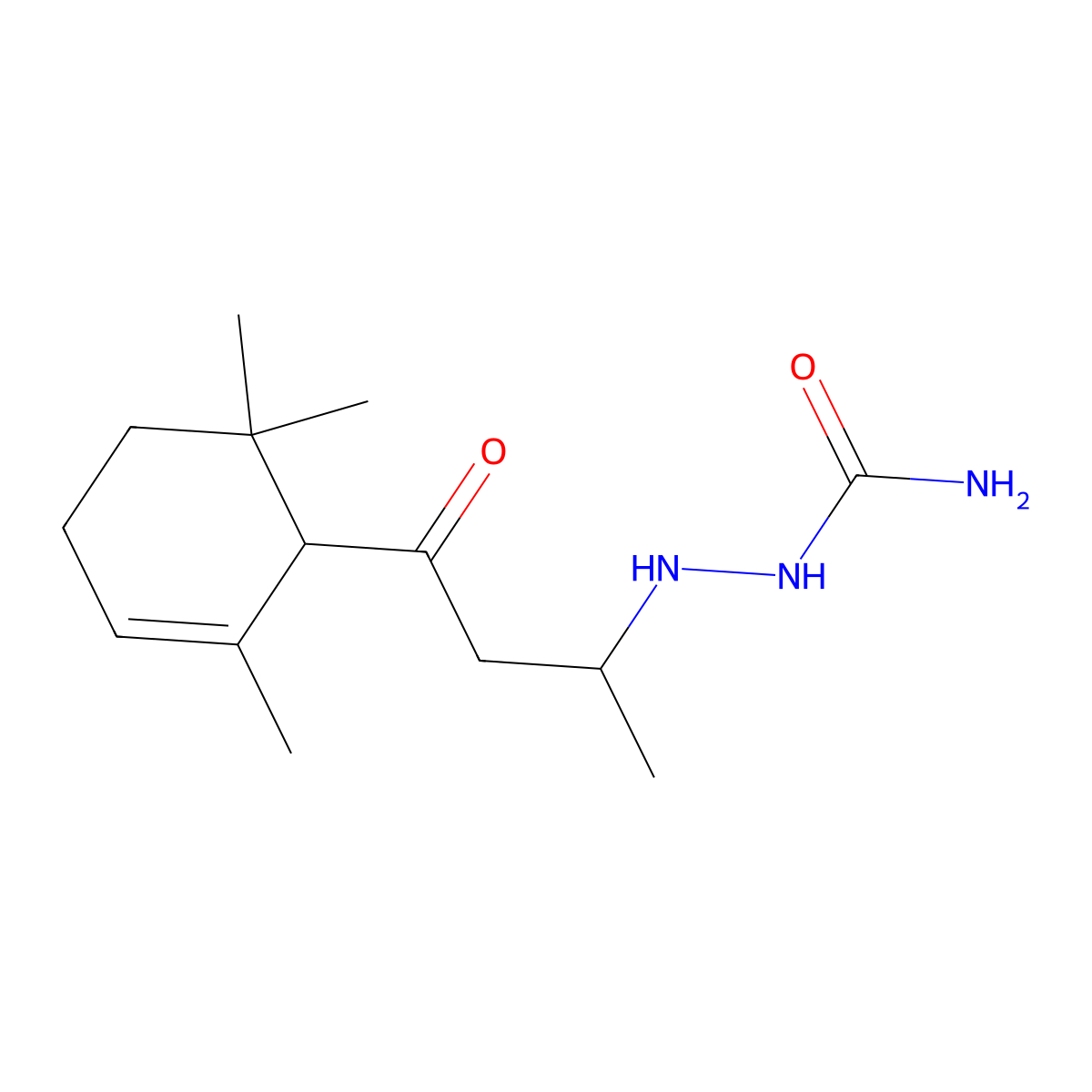 [[4-Oxo-4-(2,6,6-trimethylcyclohex-2-en-1-yl)butan-2-yl]amino]urea molecular structure, CAS 334504-69-7