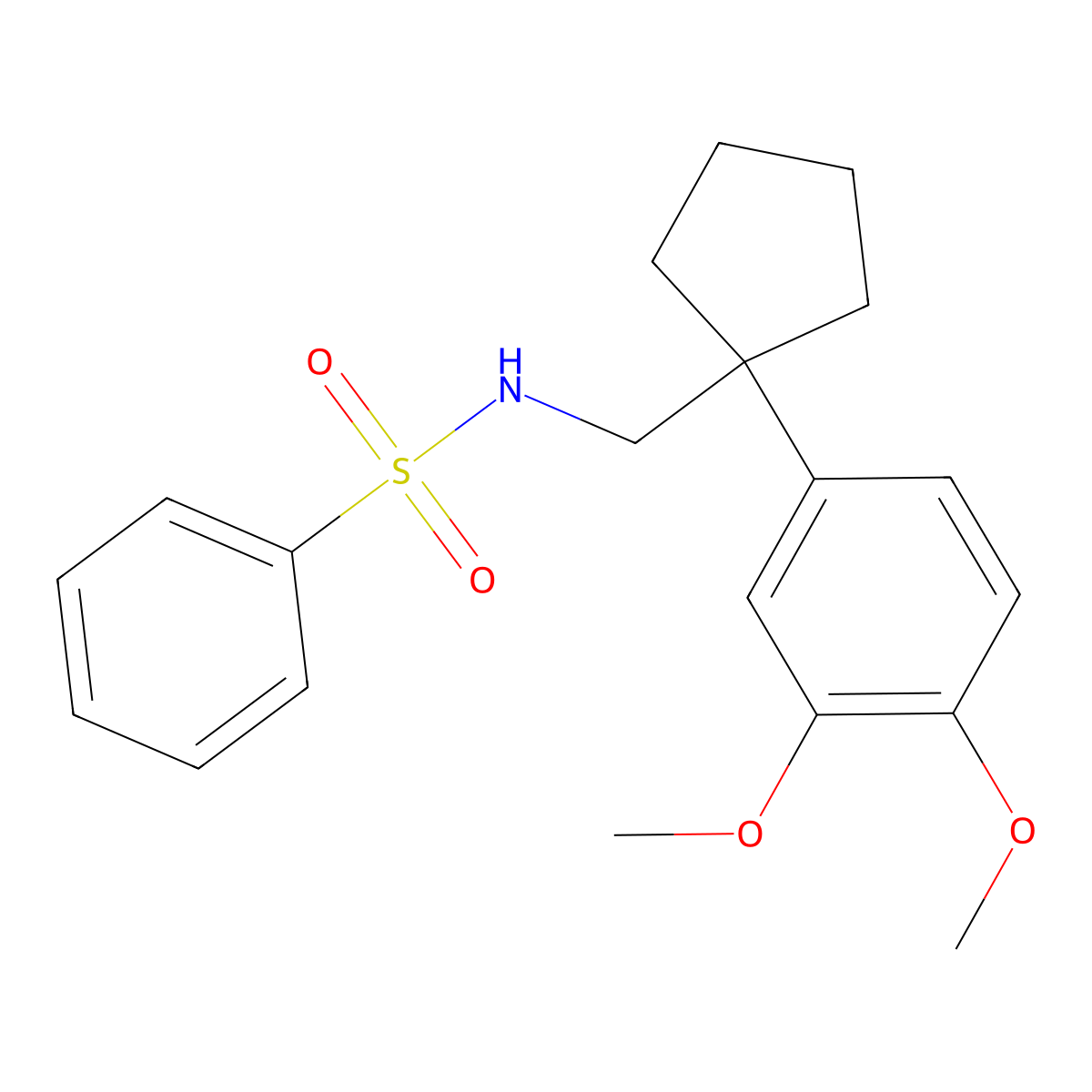 N-{[1-(3,4-dimethoxyphenyl)cyclopentyl]methyl}benzenesulfonamide molecular structure, CAS 334504-94-8