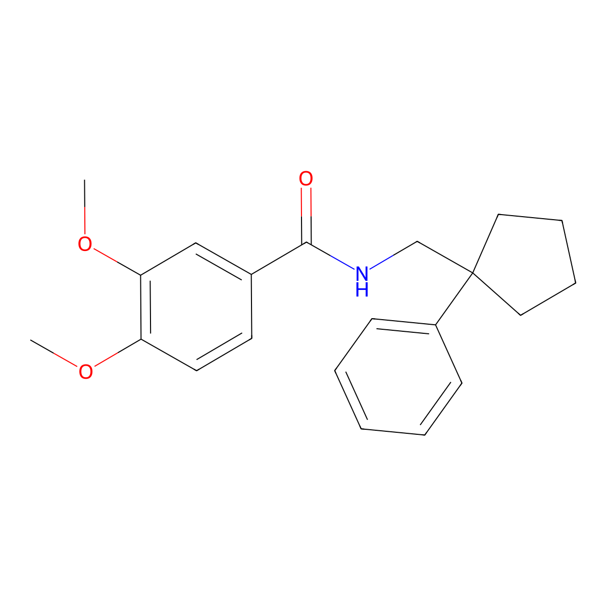 3,4-dimethoxy-N-[(1-phenylcyclopentyl)methyl]benzamide molecular structure, CAS 334504-96-0
