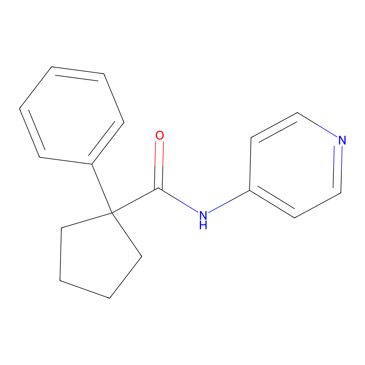 1-phenyl-N-pyridin-4-ylcyclopentane-1-carboxamide molecular structure, CAS 334505-01-0