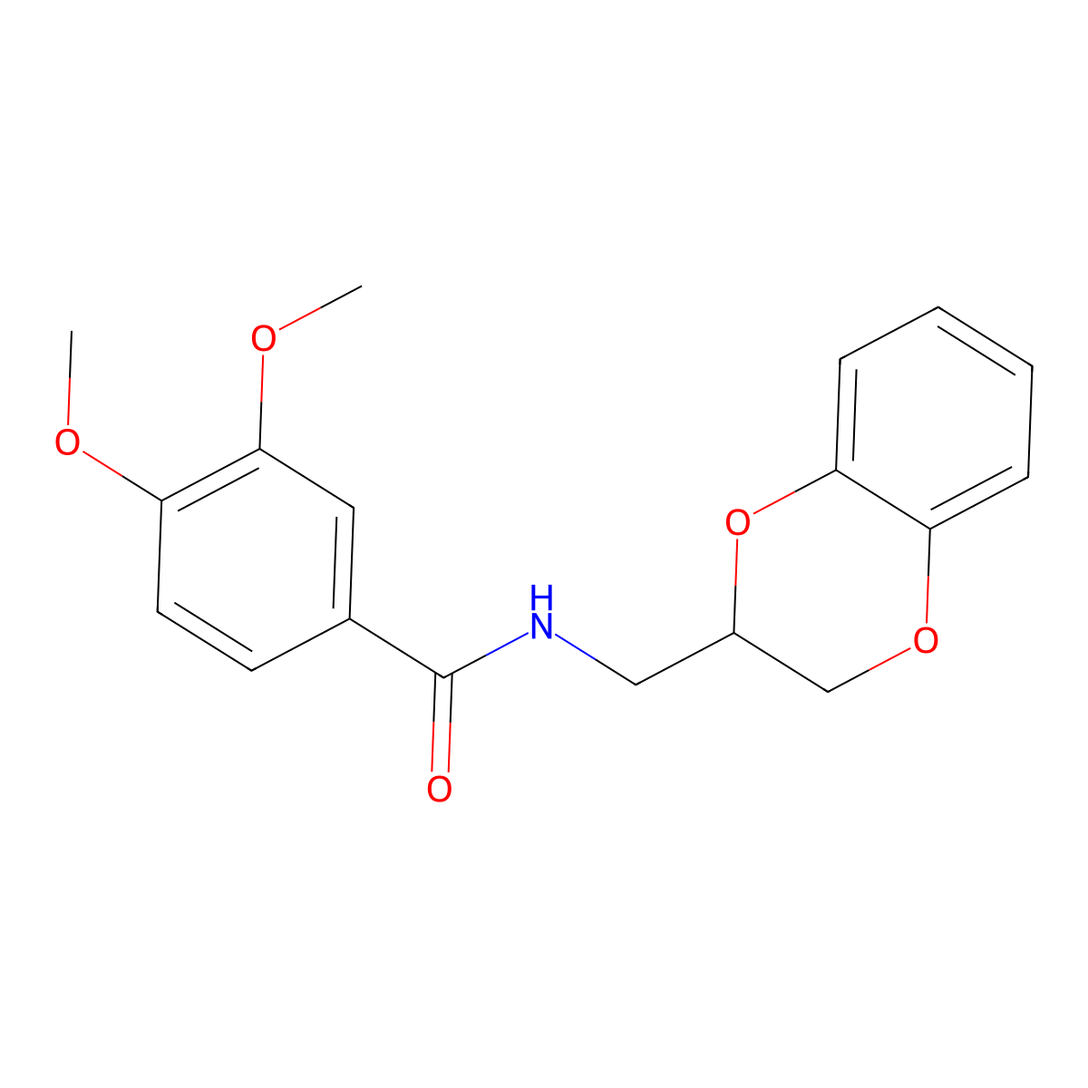 N-(2,3-dihydro-1,4-benzodioxin-2-ylmethyl)-3,4-dimethoxybenzamide molecular structure, CAS 334505-20-3