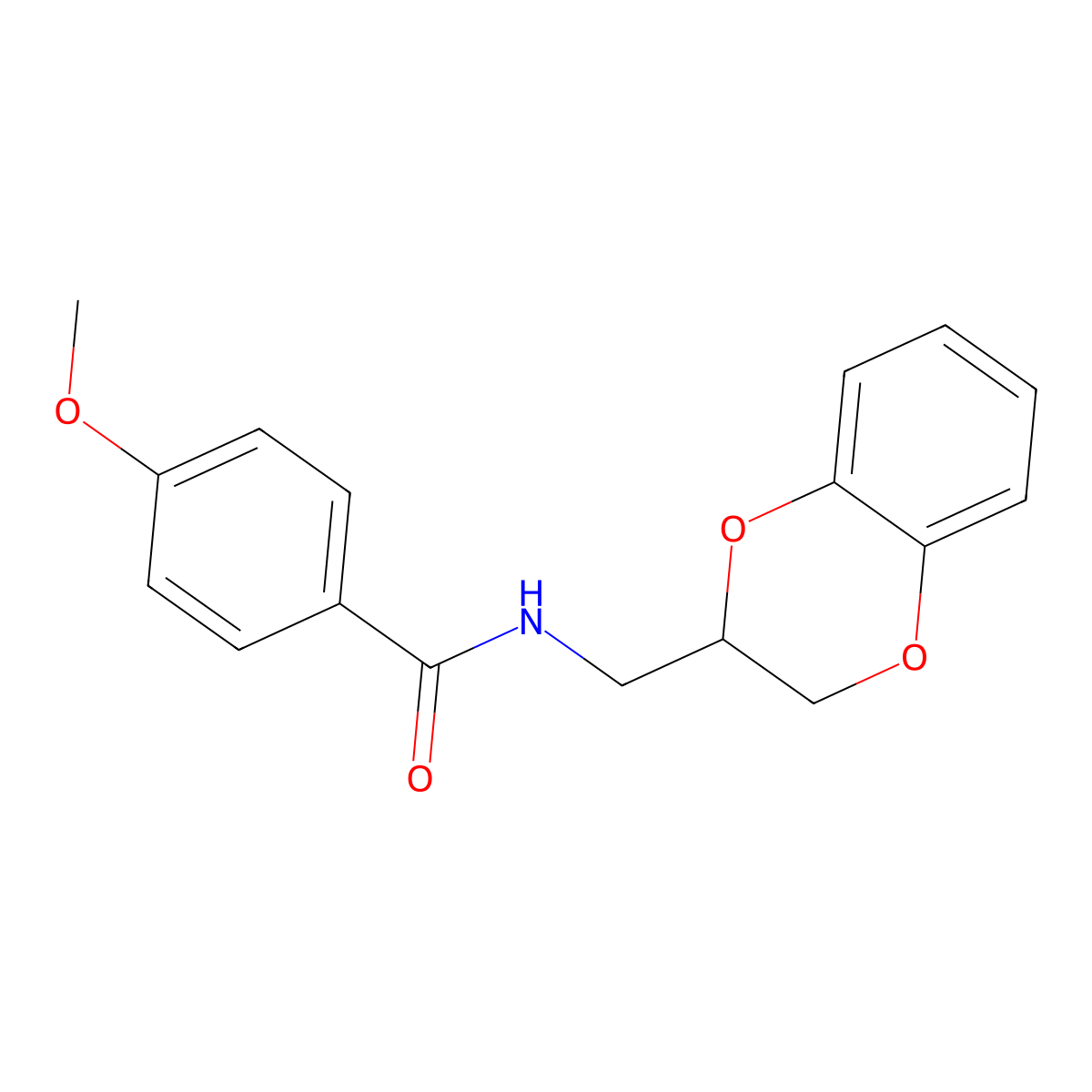 N-(2,3-dihydro-1,4-benzodioxin-2-ylmethyl)-4-methoxybenzamide molecular structure, CAS 334505-22-5
