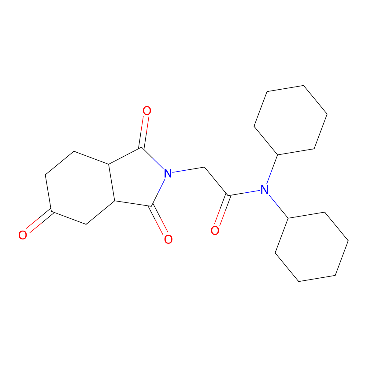 N,N-dicyclohexyl-2-(1,3,6-trioxo-4,5,7,7a-tetrahydro-3aH-isoindol-2-yl)acetamide molecular structure, CAS 334506-19-3