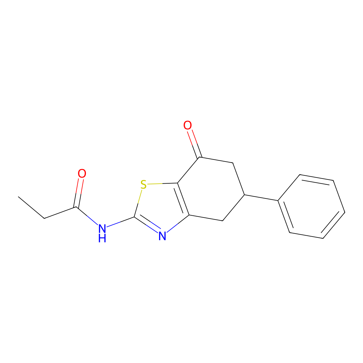 N-(7-oxo-5-phenyl-4,5,6,7-tetrahydro-1,3-benzothiazol-2-yl)propanamide molecular structure, CAS 334506-29-5