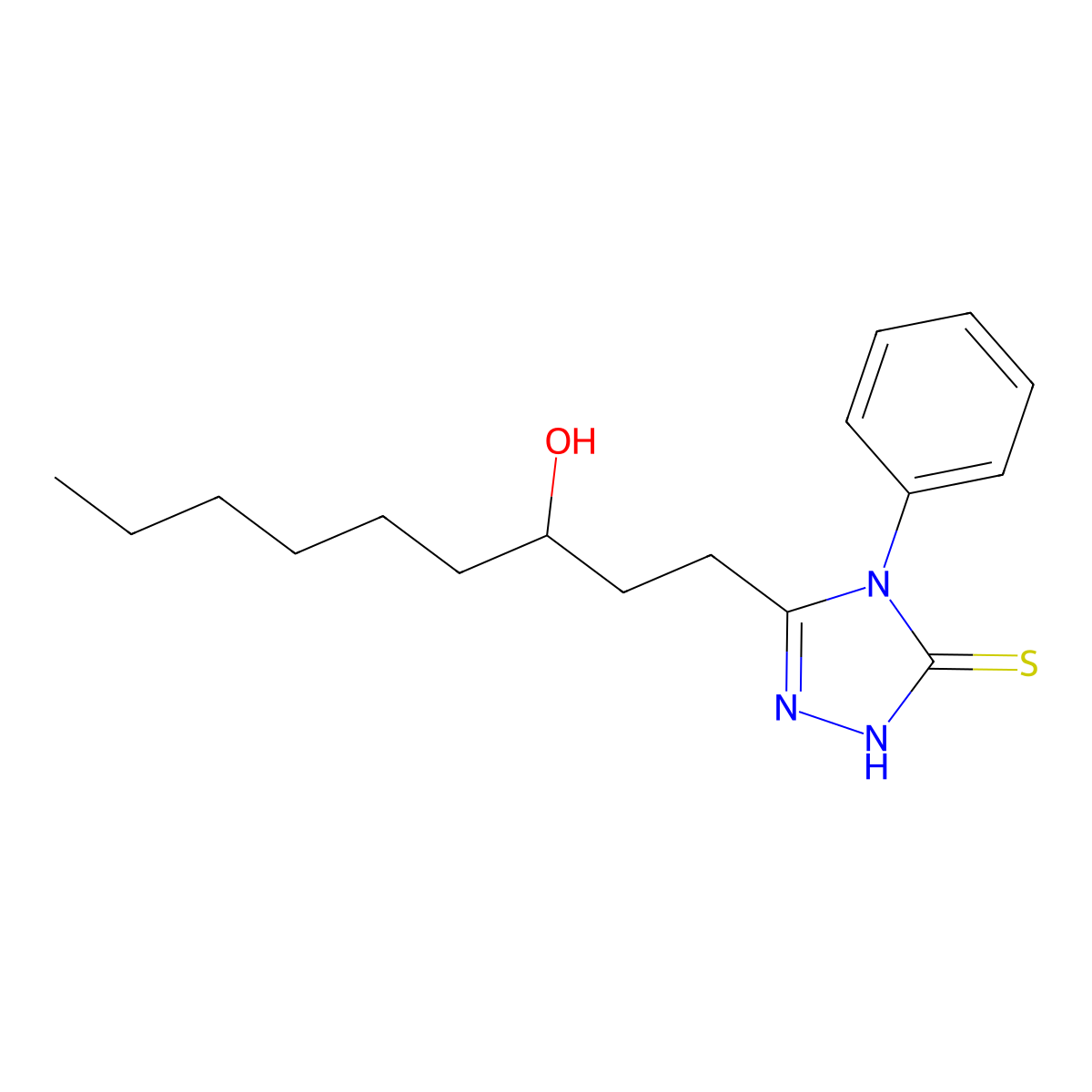 3-(3-hydroxynonyl)-4-phenyl-1H-1,2,4-triazole-5-thione molecular structure, CAS 334506-45-5