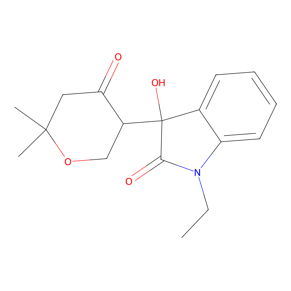 3-(6,6-Dimethyl-4-oxooxan-3-yl)-1-ethyl-3-hydroxyindol-2-one molecular structure, CAS 334506-60-4