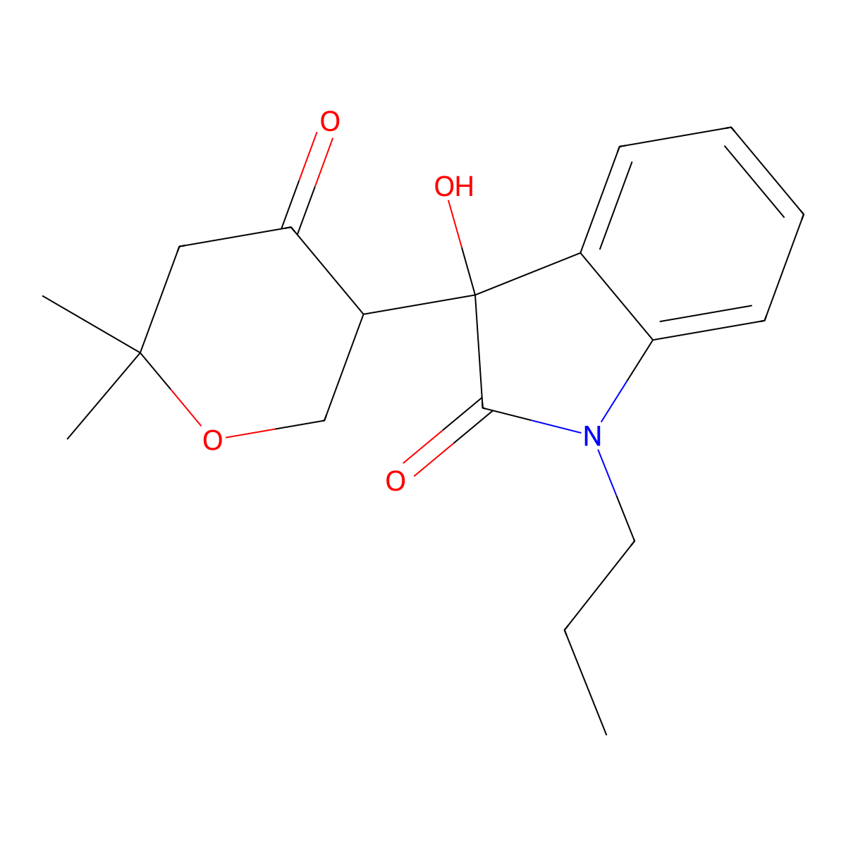 3-(6,6-Dimethyl-4-oxooxan-3-yl)-3-hydroxy-1-propylindol-2-one molecular structure, CAS 334506-61-5
