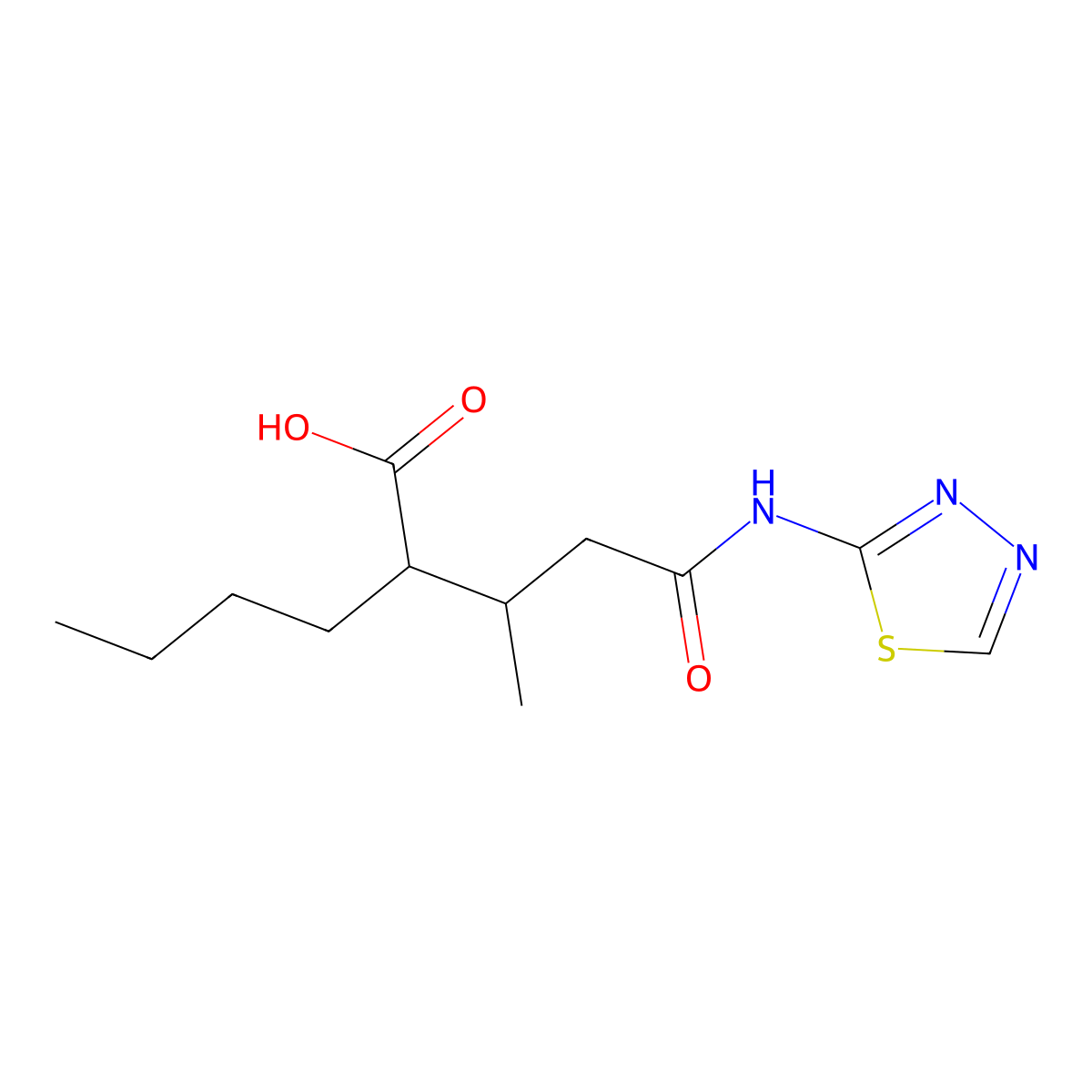 2-[4-Oxo-4-(1,3,4-thiadiazol-2-ylamino)butan-2-yl]hexanoic acid molecular structure, CAS 334506-68-2