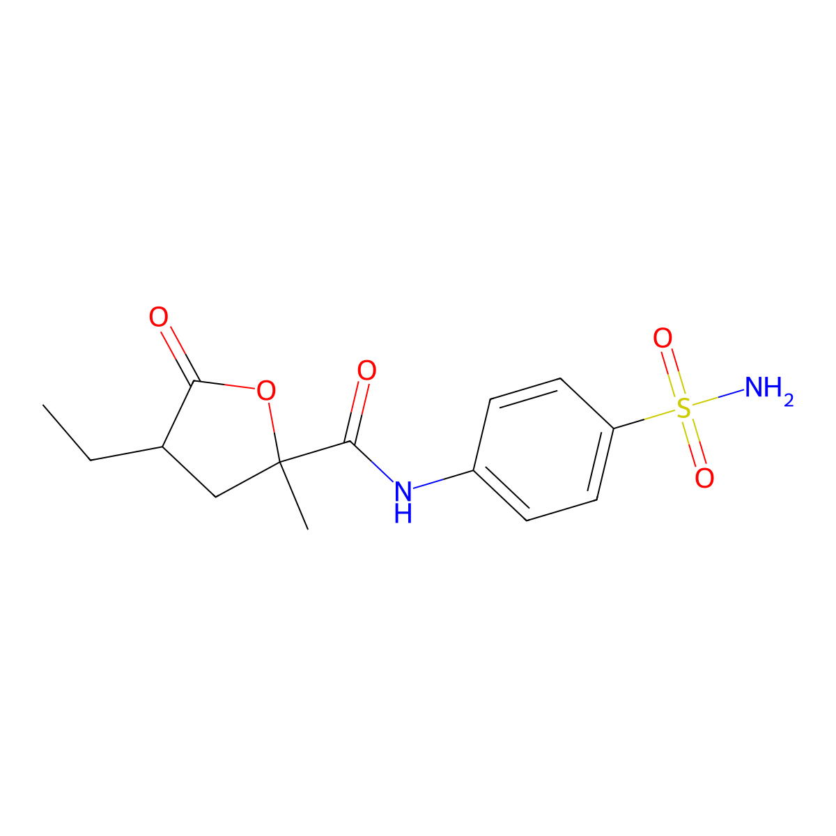 4-ethyl-2-methyl-5-oxo-N-(4-sulfamoylphenyl)oxolane-2-carboxamide molecular structure, CAS 334506-71-7