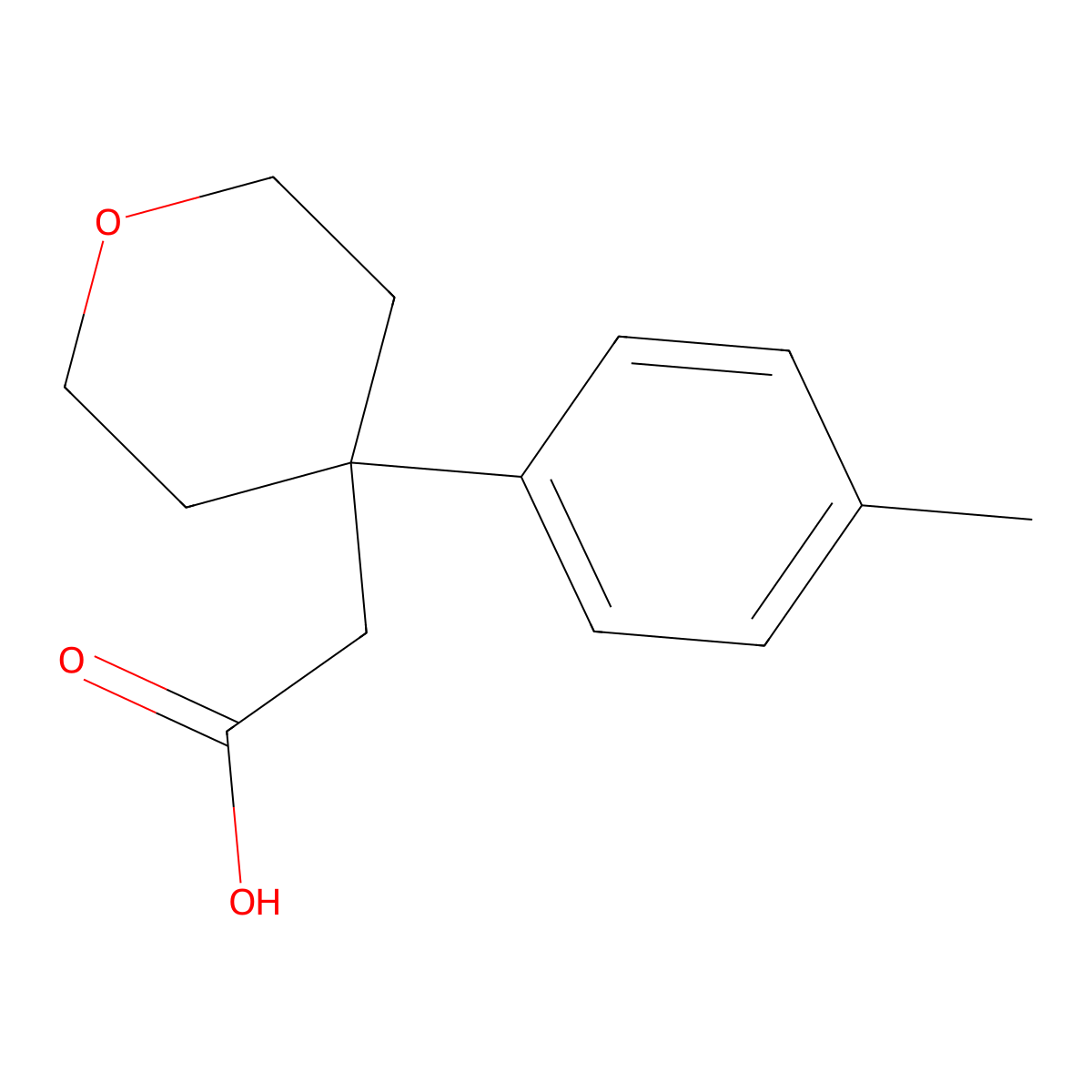 2-(4-p-Tolyl-tetrahydro-2H-pyran-4-yl)acetic acid molecular structure, CAS 33451-58-0