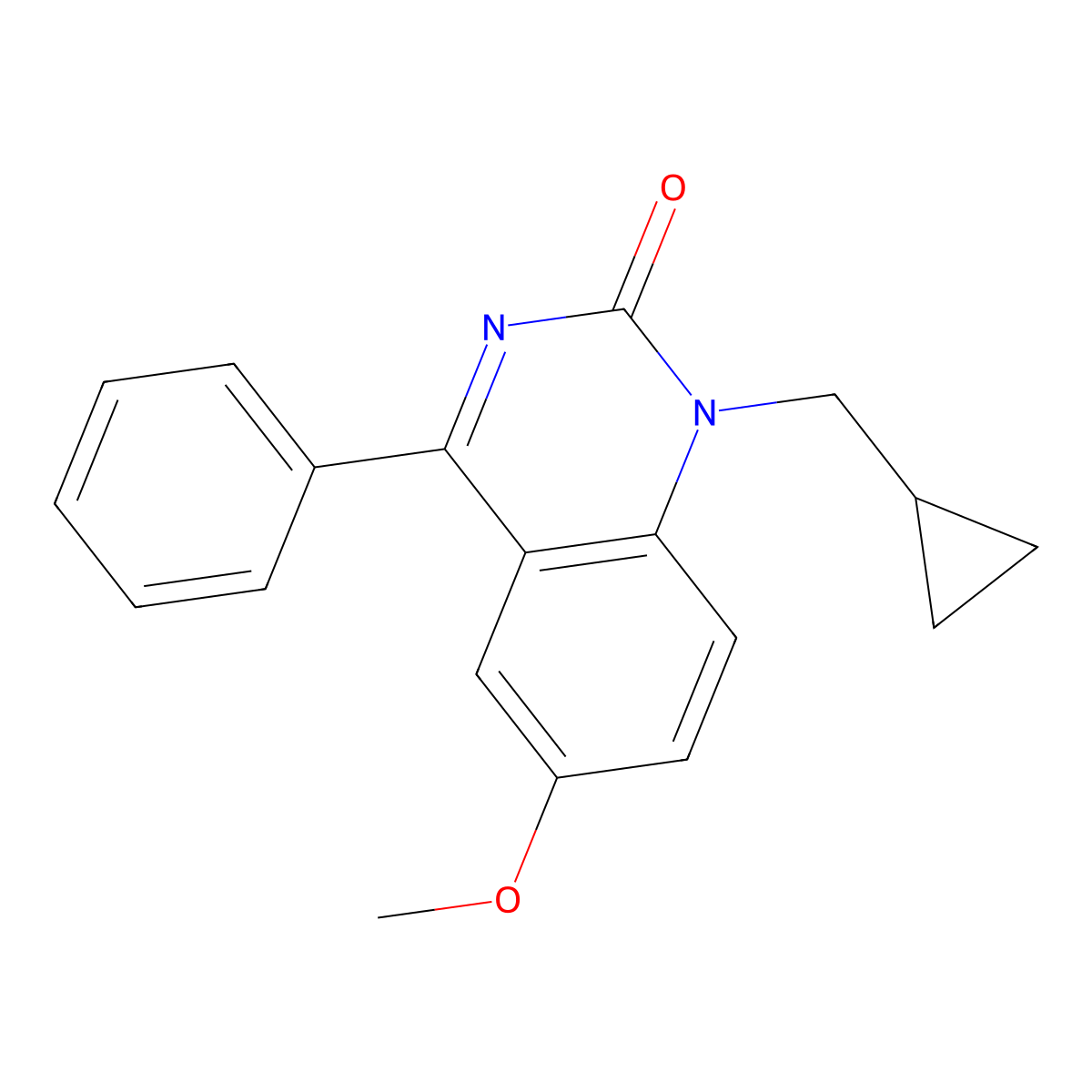 1-(Cyclopropylmethyl)-6-methoxy-4-phenyl-2(1H)-quinazolinone molecular structure, CAS 33453-23-5