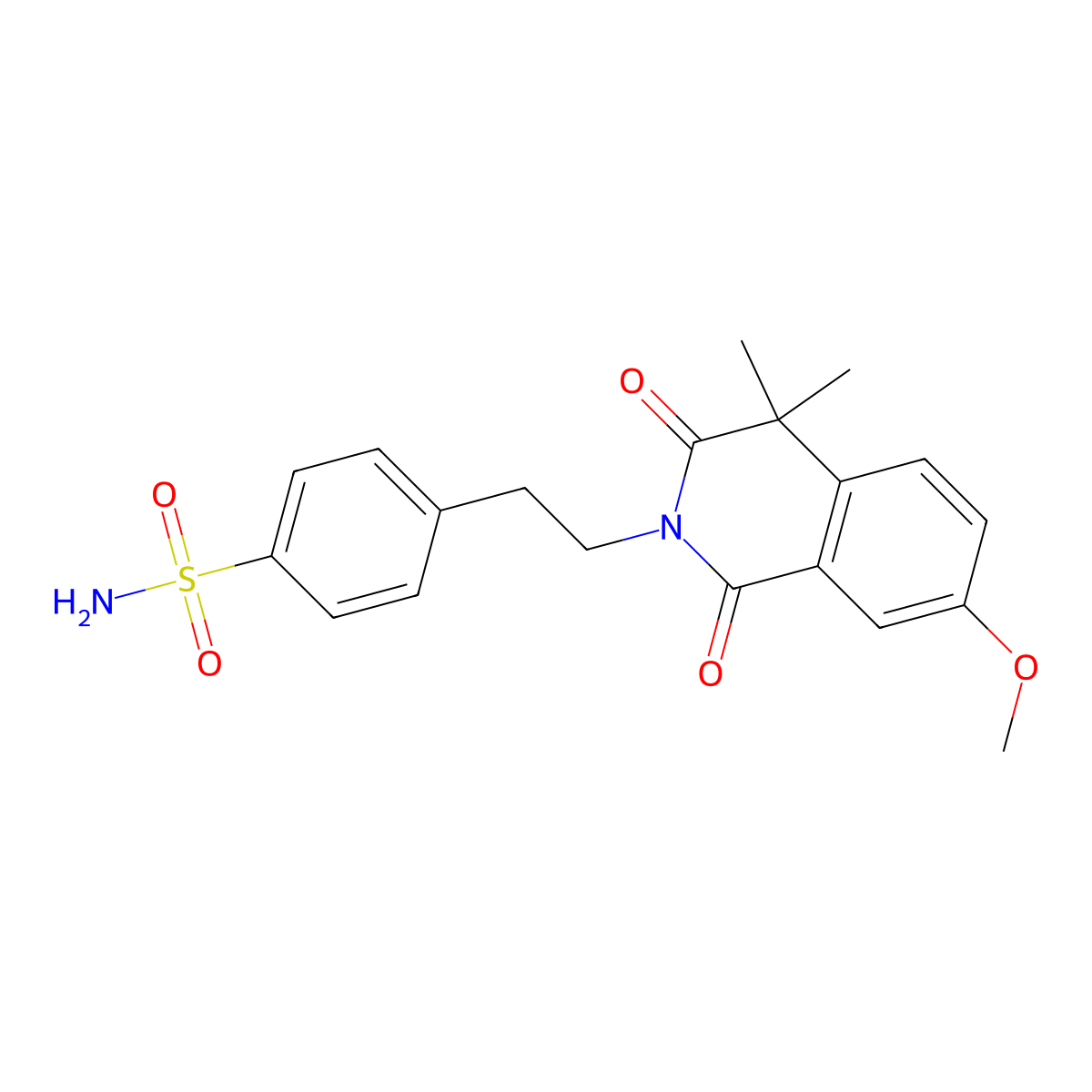 p-(2-(3,4-Dihydro-7-methoxy-4,4-dimethyl-1,3-dioxo-2(1H)-isoquinolyl)ethyl)benzenesulphonamide molecular structure, CAS 33456-68-7