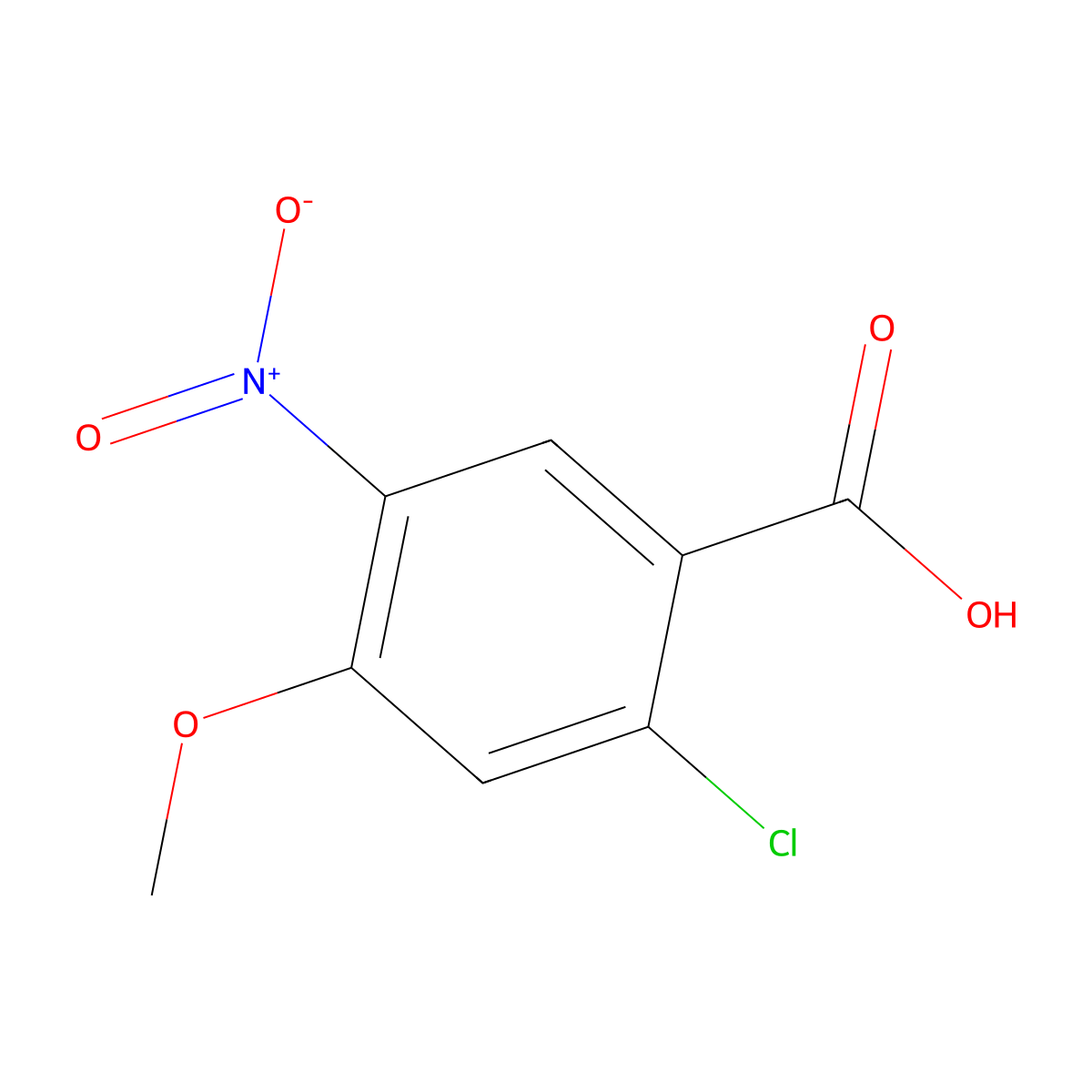 2-Chloro-4-methoxy-5-nitro-benzoic acid molecular structure, CAS 33458-99-0