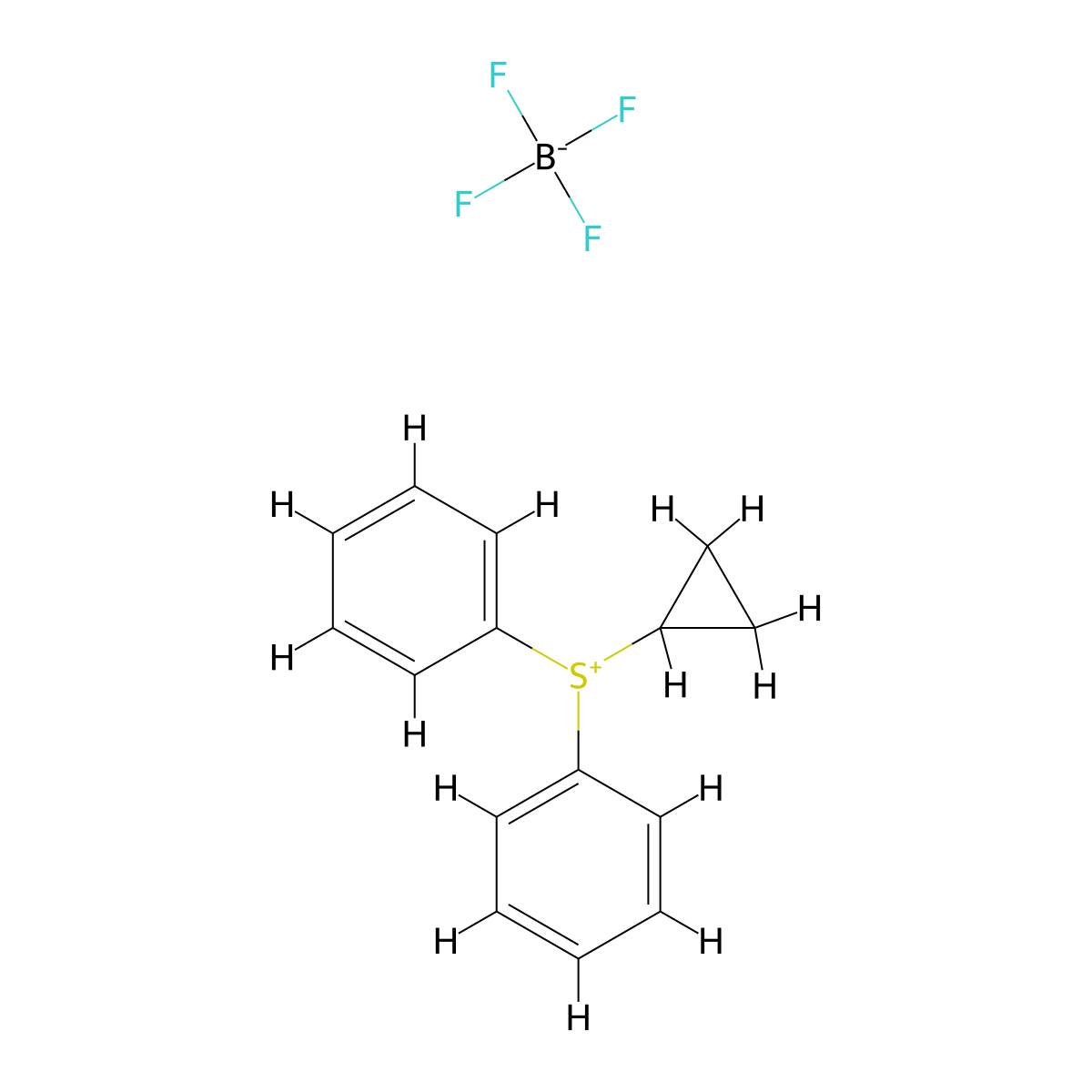 Cyclopropyldiphenylsulphonium tetrafluoroborate molecular structure, CAS 33462-81-6