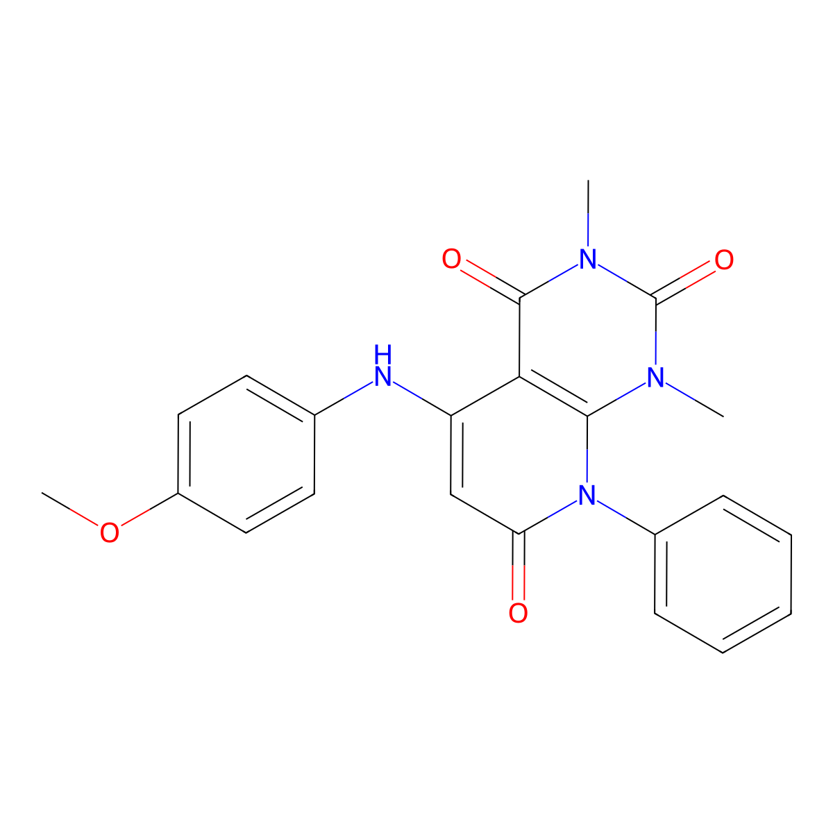 5-(4-Methoxyanilino)-1,3-dimethyl-8-phenyl-1,2,3,4,7,8-hexahydropyrido[2,3-d]pyrimidine-2,4,7-trione molecular structure, CAS 334668-85-8