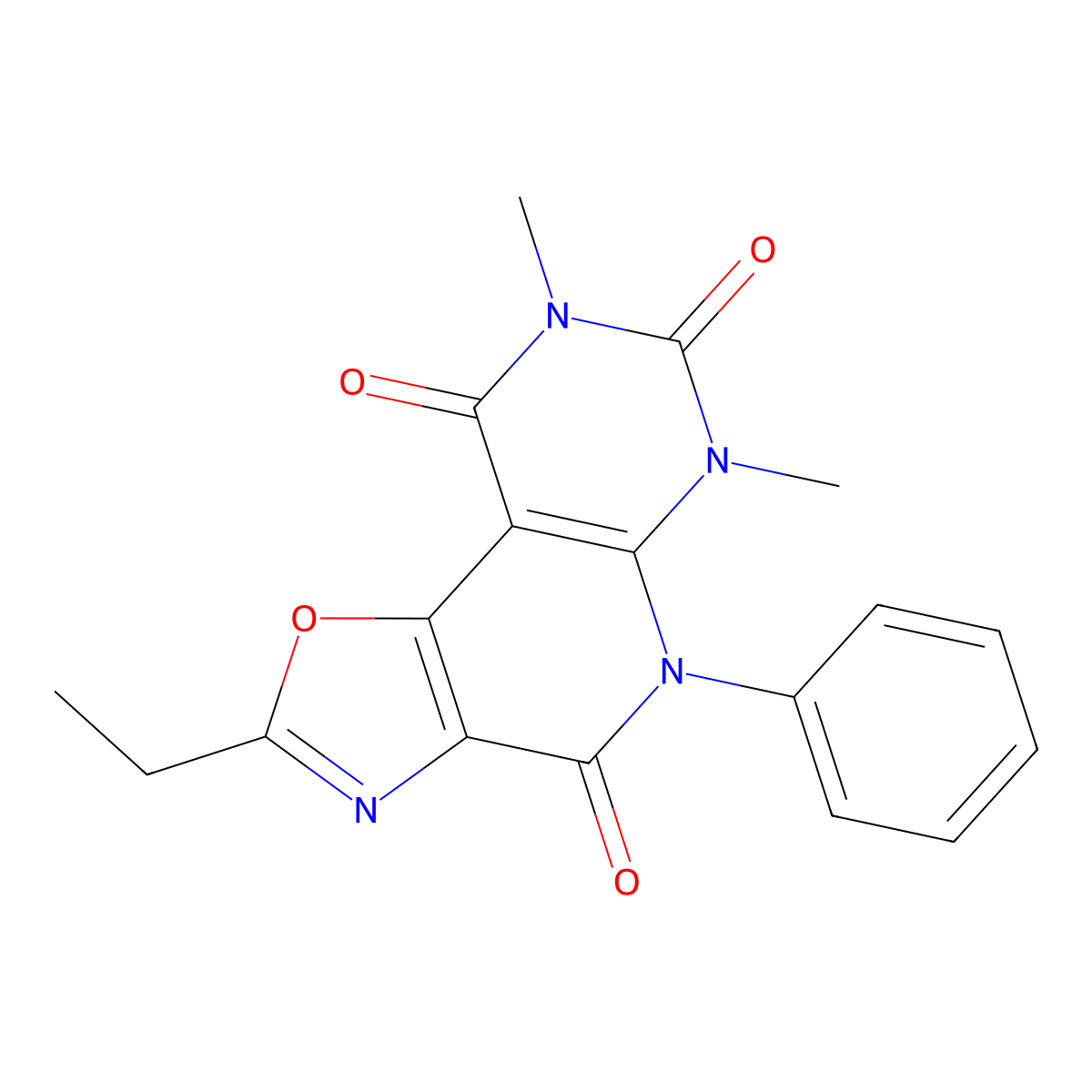 4-Ethyl-10,12-dimethyl-8-phenyl-3-oxa-5,8,10,12-tetrazatricyclo[7.4.0.02,6]trideca-1(9),2(6),4-triene-7,11,13-trione molecular structure, CAS 334668-95-0