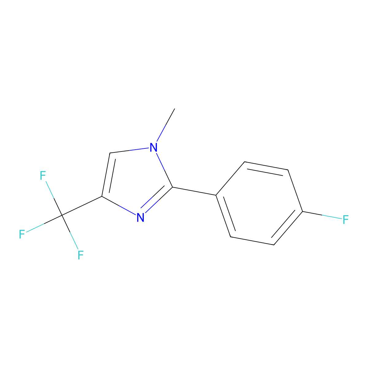 2-(4-Fluorophenyl)-1-methyl-4-(trifluoromethyl)-1H-imidazole molecular structure, CAS 33469-33-9
