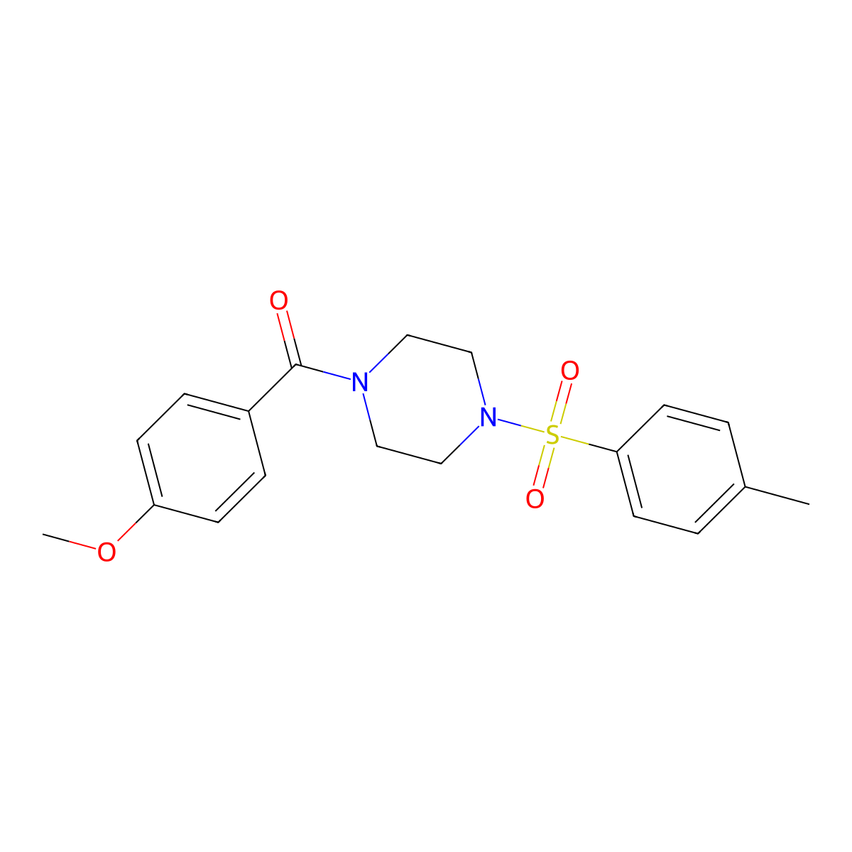 Methyl 4-({4-[(4-methylphenyl)sulfonyl]-1-piperazinyl}carbonyl)phenyl ether molecular structure, CAS 3347-08-8
