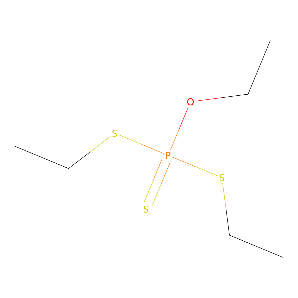 Phosphorotrithioic acid, O,S,S-triethyl ester molecular structure, CAS 3347-30-6