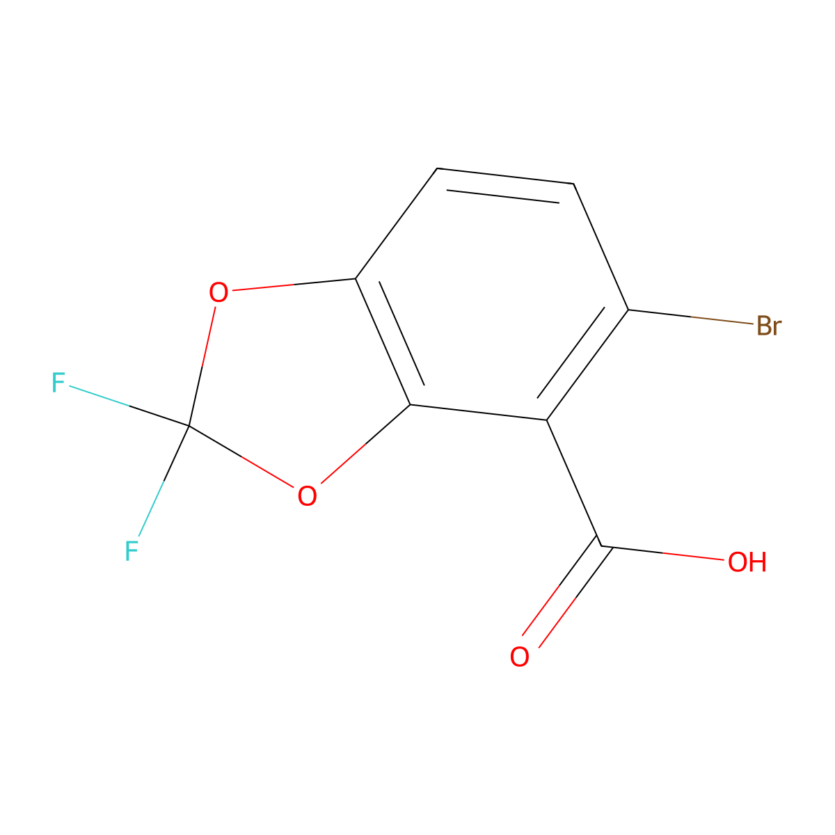5-Bromo-2,2-difluoro-1,3-dioxaindane-4-carboxylic acid molecular structure, CAS 334778-43-7