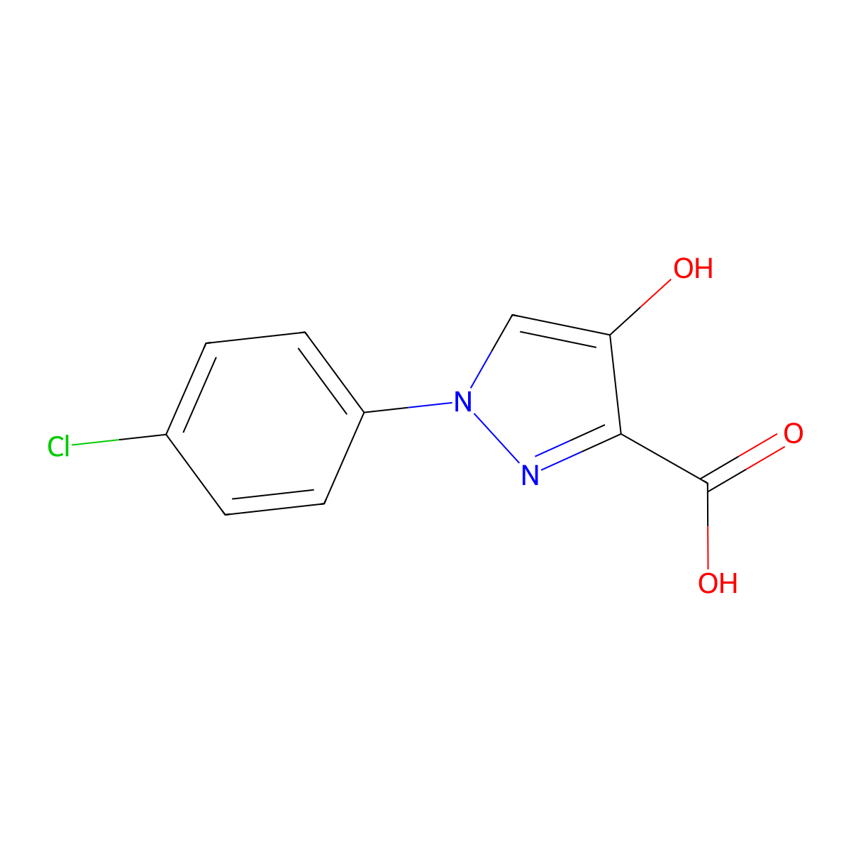 1-(4-chlorophenyl)-4-hydroxy-1H-pyrazole-3-carboxylic acid molecular structure, CAS 334832-82-5