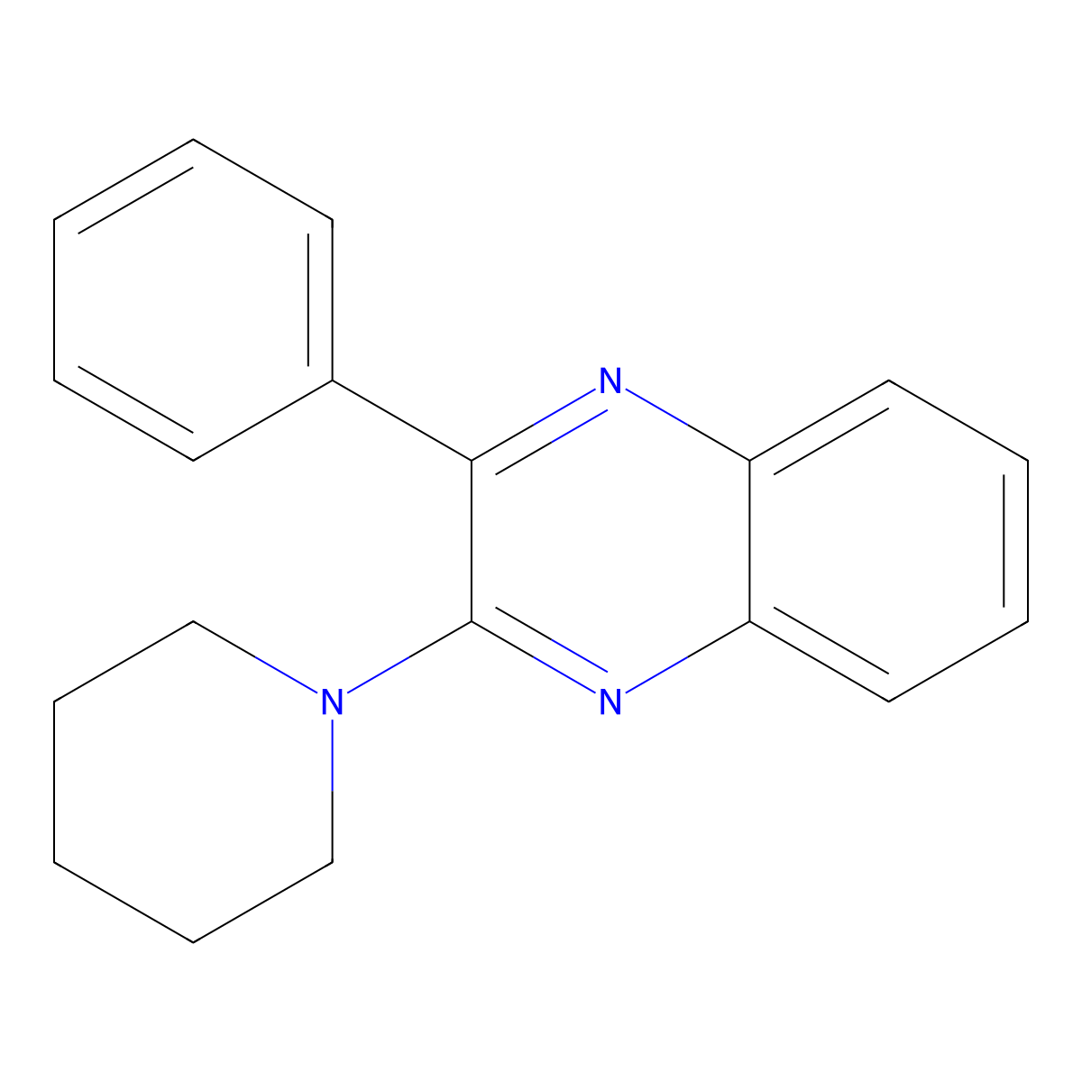 2-Phenyl-3-(piperidin-1-yl)quinoxaline molecular structure, CAS 33488-30-1