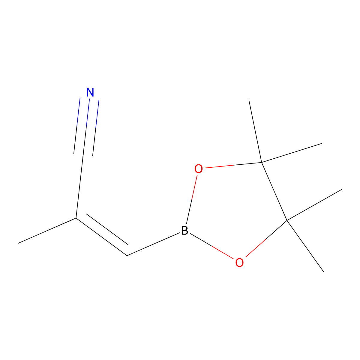 2-Methyl-3-(tetramethyl-1,3,2-dioxaborolan-2-yl)prop-2-enenitrile molecular structure, CAS 334918-16-0