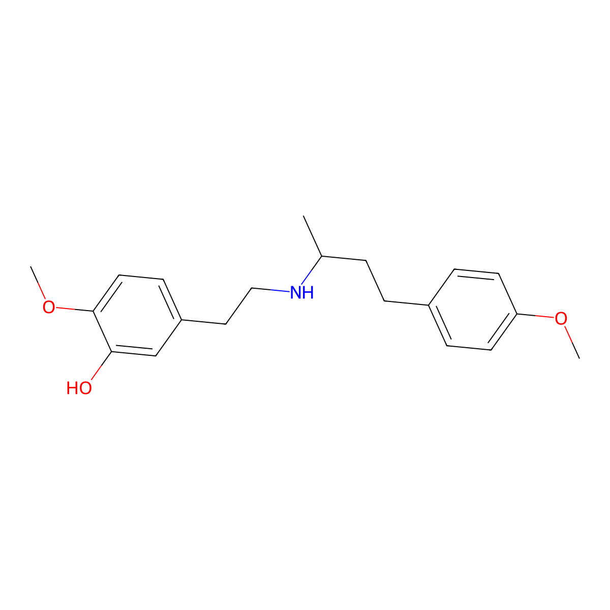 2-Methoxy-5-[2-[[3-(4-methoxyphenyl)-1-methylpropyl]amino]ethyl]phenol molecular structure, CAS 334947-73-8