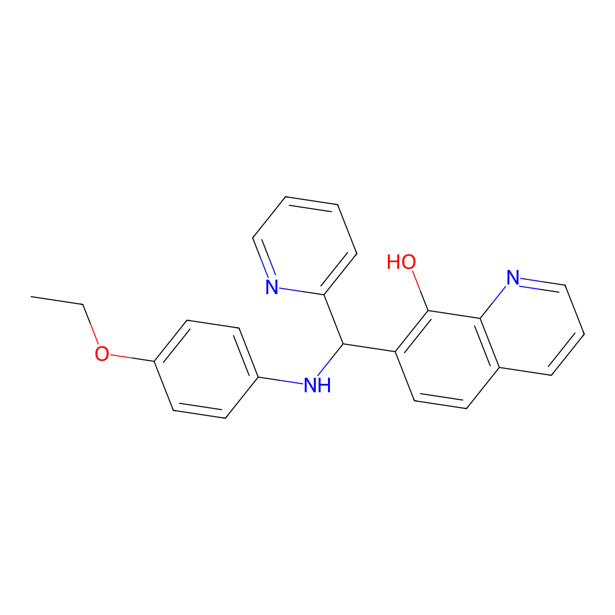 7-(((4-Ethoxyphenyl)amino)(pyridin-2-yl)methyl)quinolin-8-ol molecular structure, CAS 33495-39-5