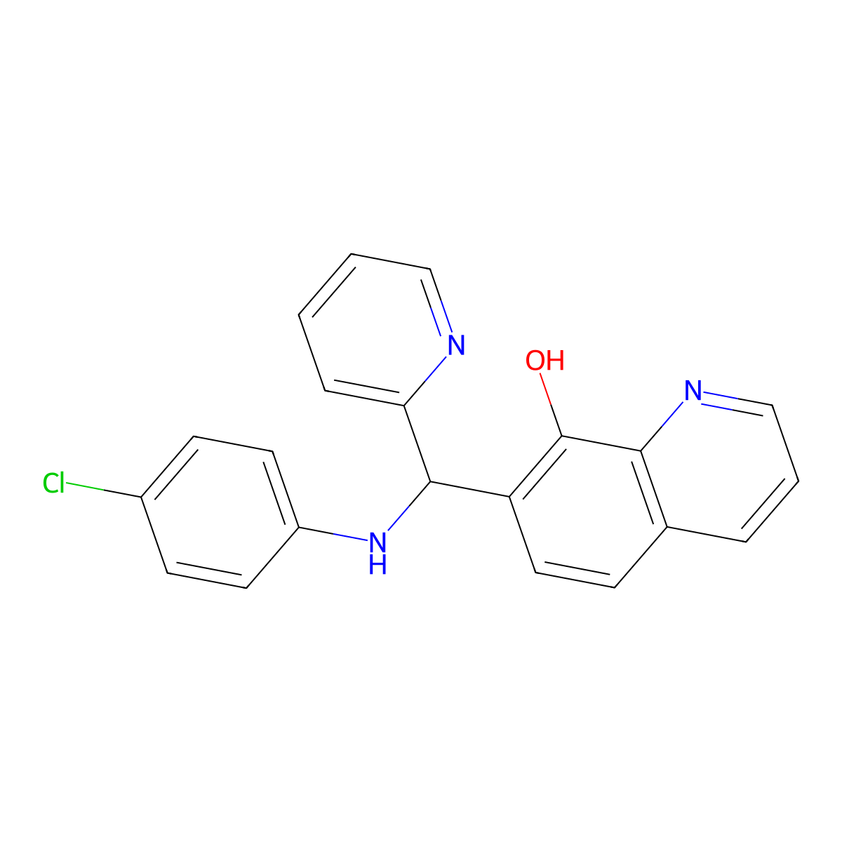 7-(((4-Chlorophenyl)amino)(pyridin-2-yl)methyl)quinolin-8-ol molecular structure, CAS 33495-41-9