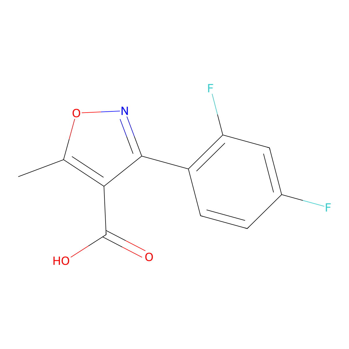 3-(2,4-Difluorophenyl)-5-methylisoxazole-4-carboxylic acid molecular structure, CAS 334971-42-5
