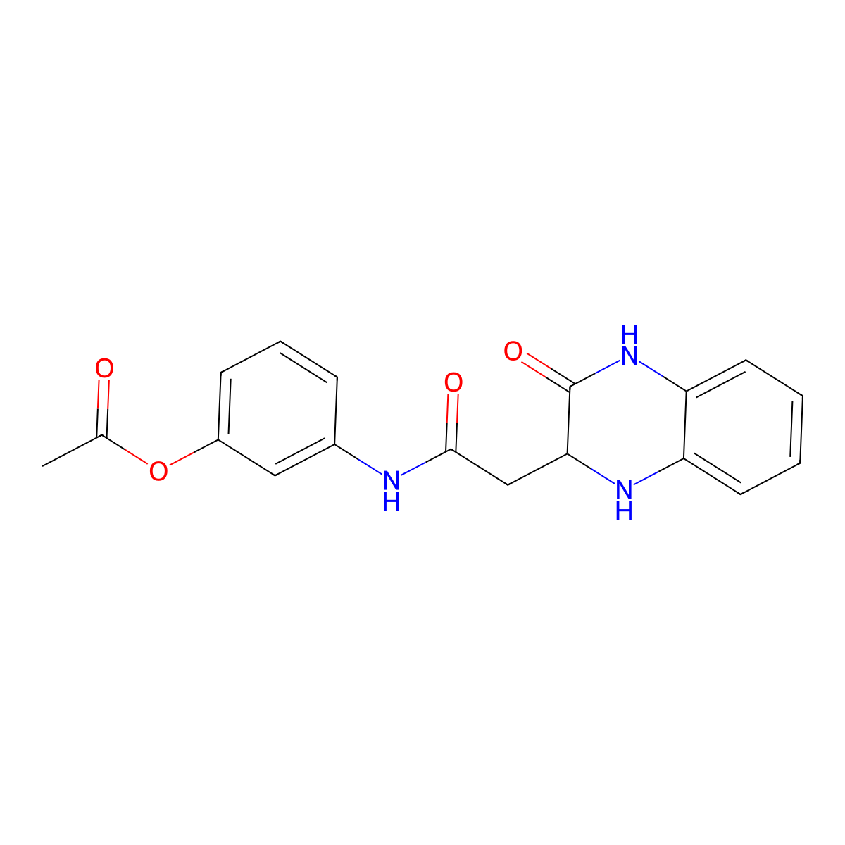 3-(2-(3-Oxo-1,2,3,4-tetrahydroquinoxalin-2-yl)acetamido)phenyl acetate molecular structure, CAS 334973-23-8