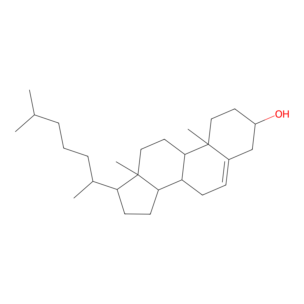 Cholest-5-en-3-ol molecular structure, CAS 334974-05-9