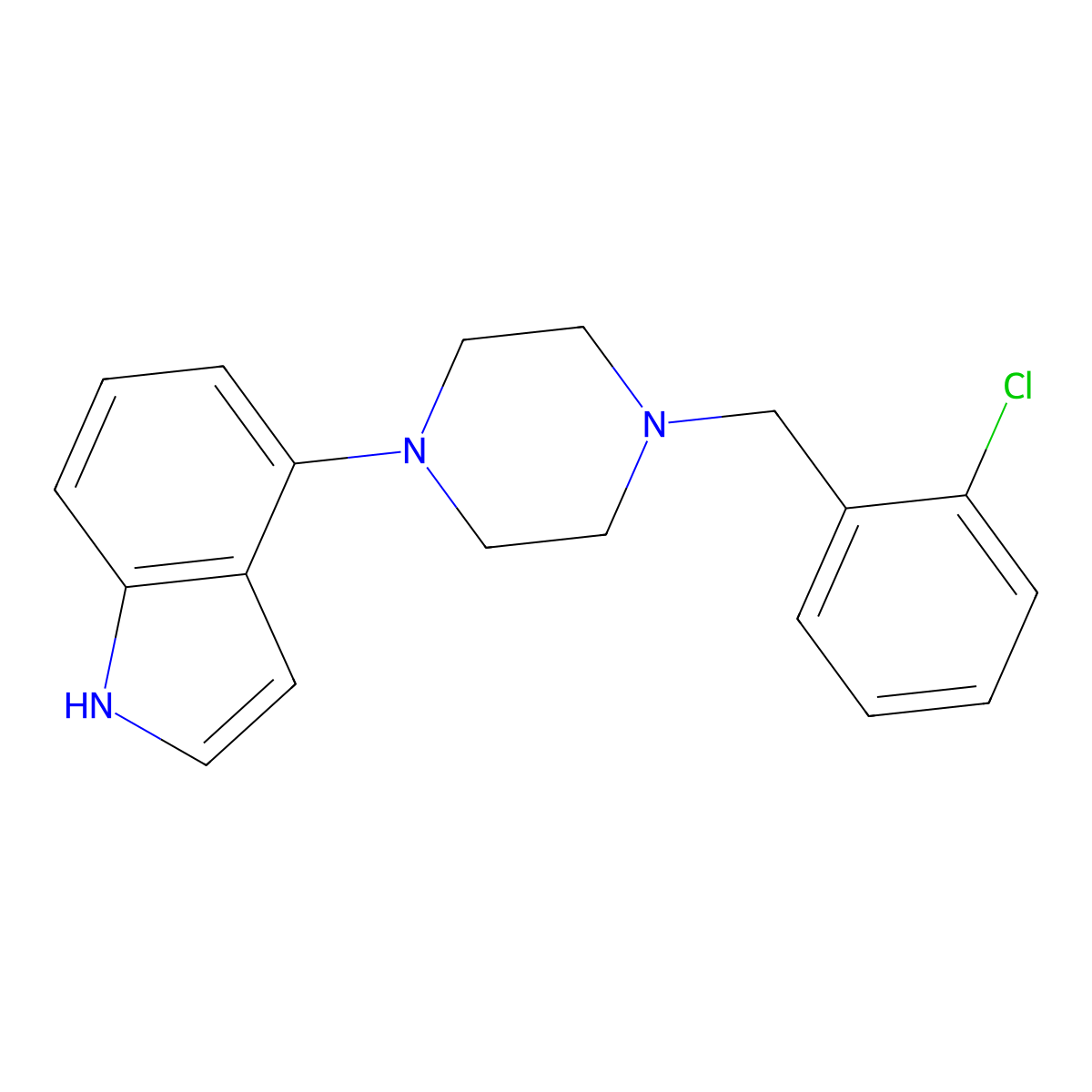 4-[4-[(2-chlorophenyl)methyl]-1-piperazinyl]-1H-indole molecular structure, CAS 334974-31-1
