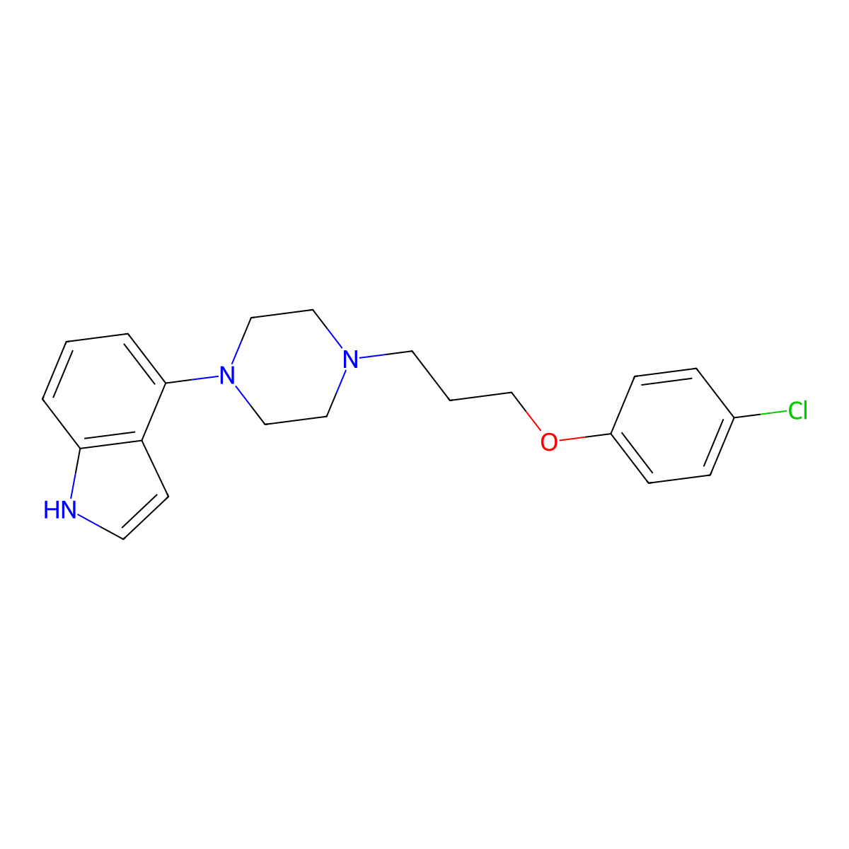 4-[4-[3-(4-chlorophenoxy)propyl]piperazin-1-yl]-1H-indole molecular structure, CAS 334974-34-4