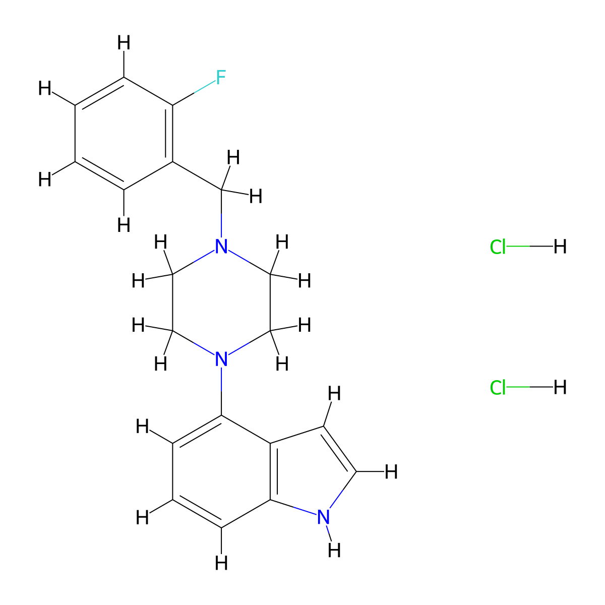 1h-Indole,4-[4-[(2-fluorophenyl)methyl]-1-piperazinyl]-,dihydrochloride molecular structure, CAS 334974-37-7